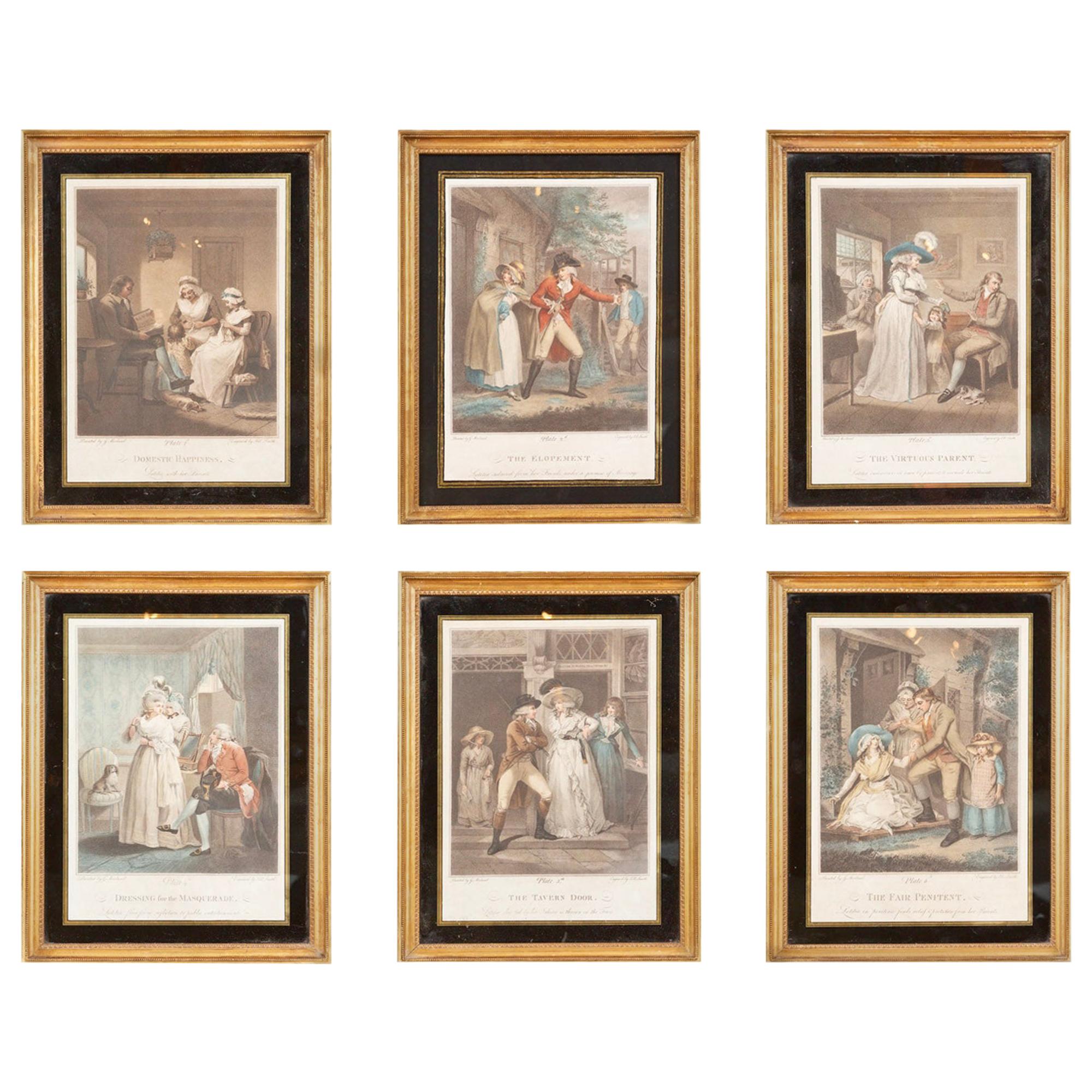 Ensemble de six mezzotintes du XVIIIe siècle de George III représentant Lucrèce