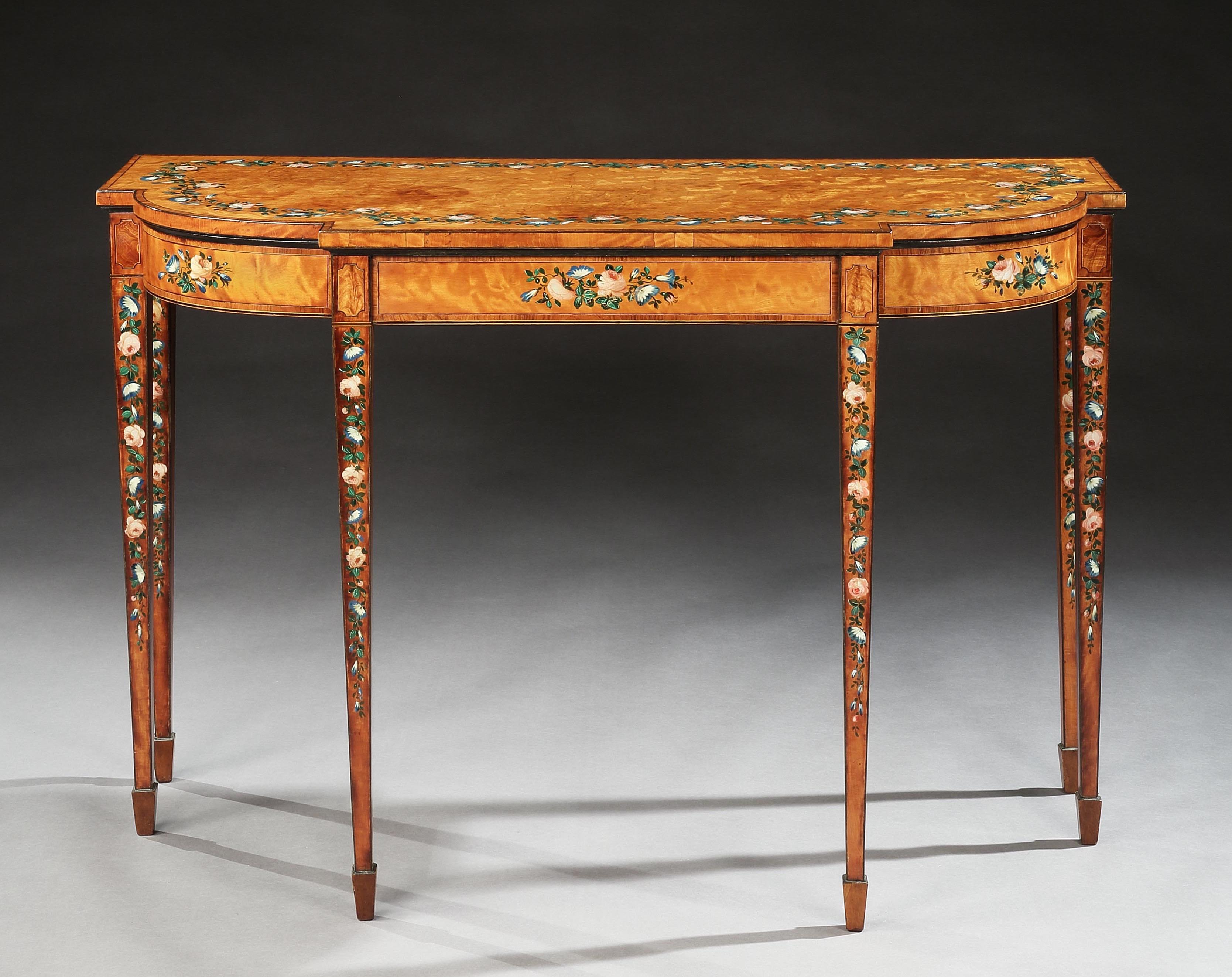 18th Century George III Sheraton Period Satinwood Console Table In Good Condition In London, GB