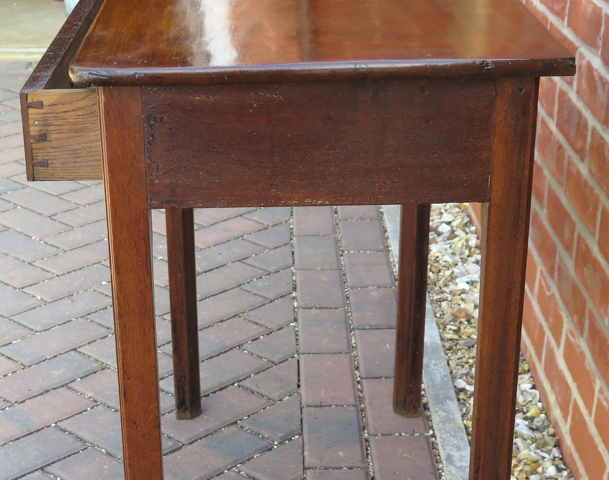 18th Century George III Solid Fruitwood Side Table Single Drawer, circa 1760 For Sale 8
