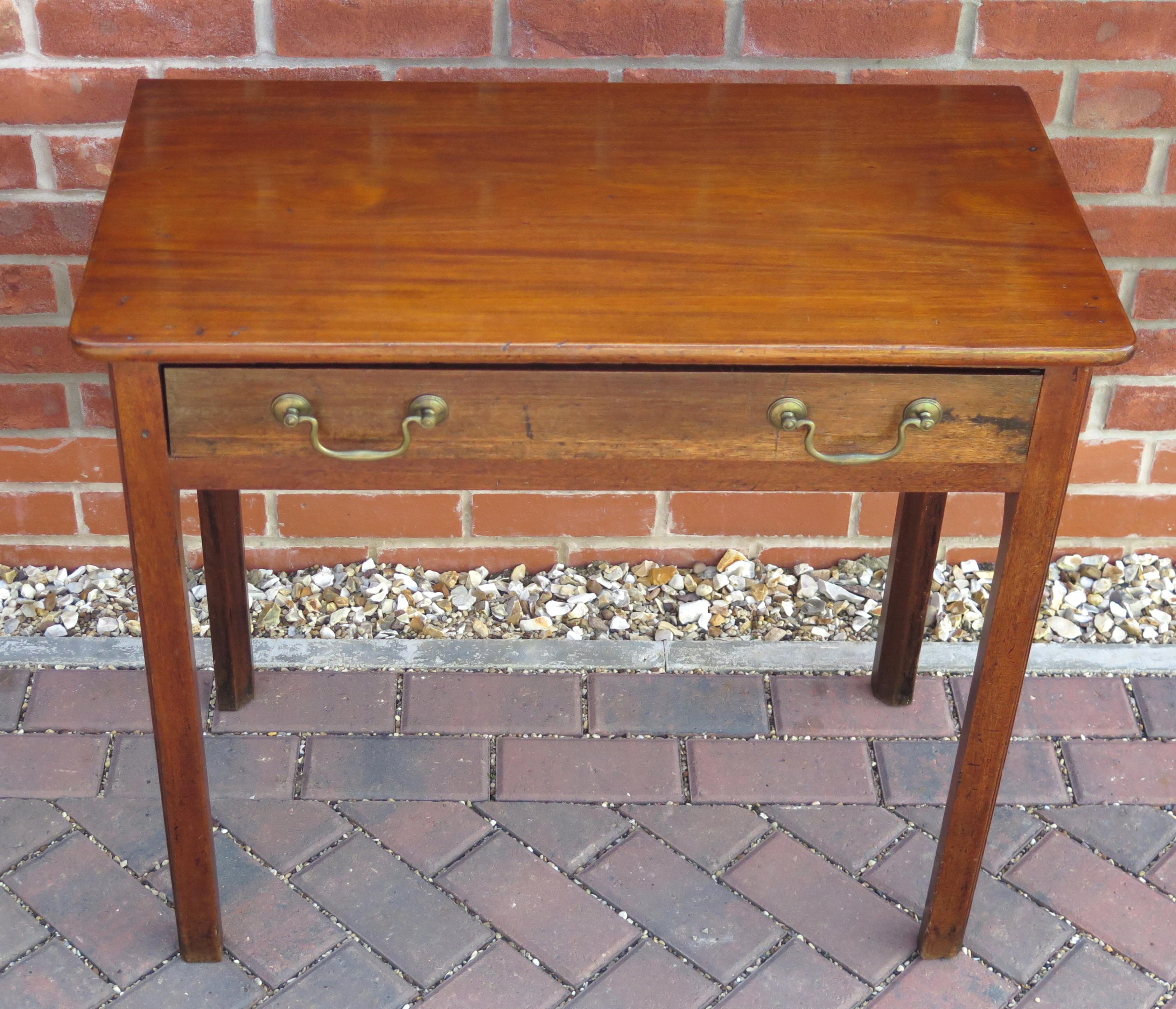 British 18th Century George III Solid Fruitwood Side Table Single Drawer, circa 1760 For Sale