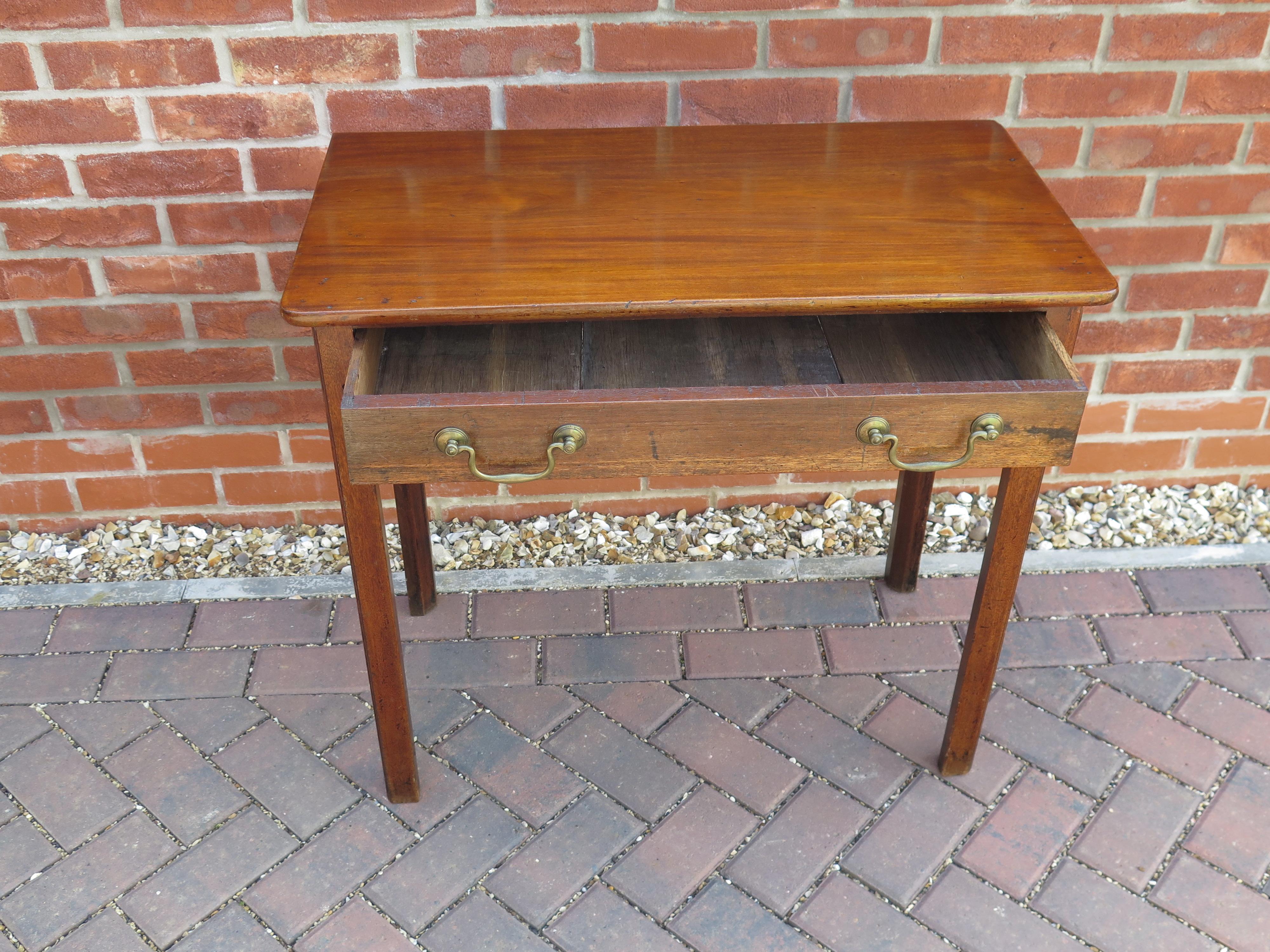 Hardwood 18th Century George III Solid Fruitwood Side Table Single Drawer, circa 1760 For Sale