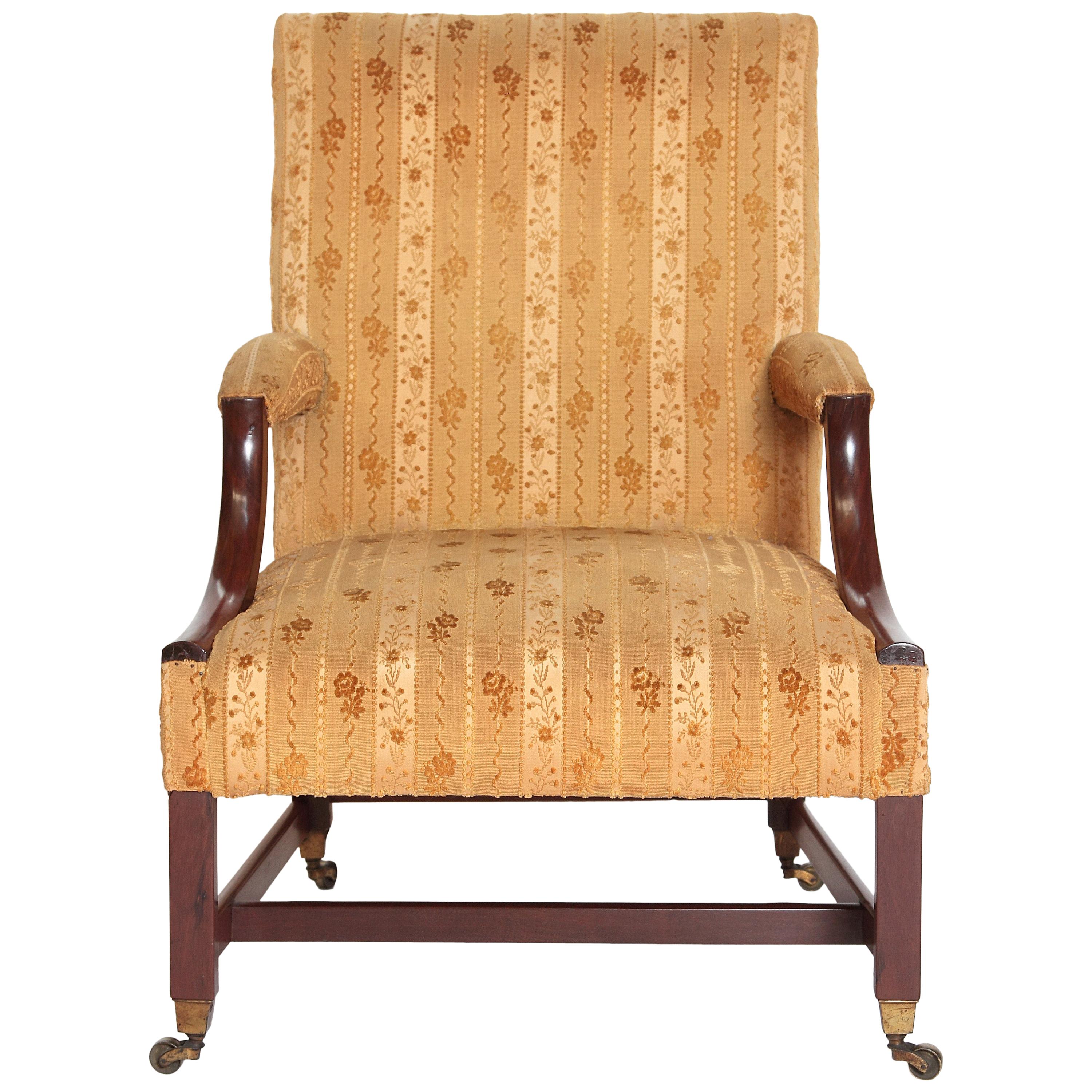 18th Century George III Upholstered "Gainsborough" Library Chair