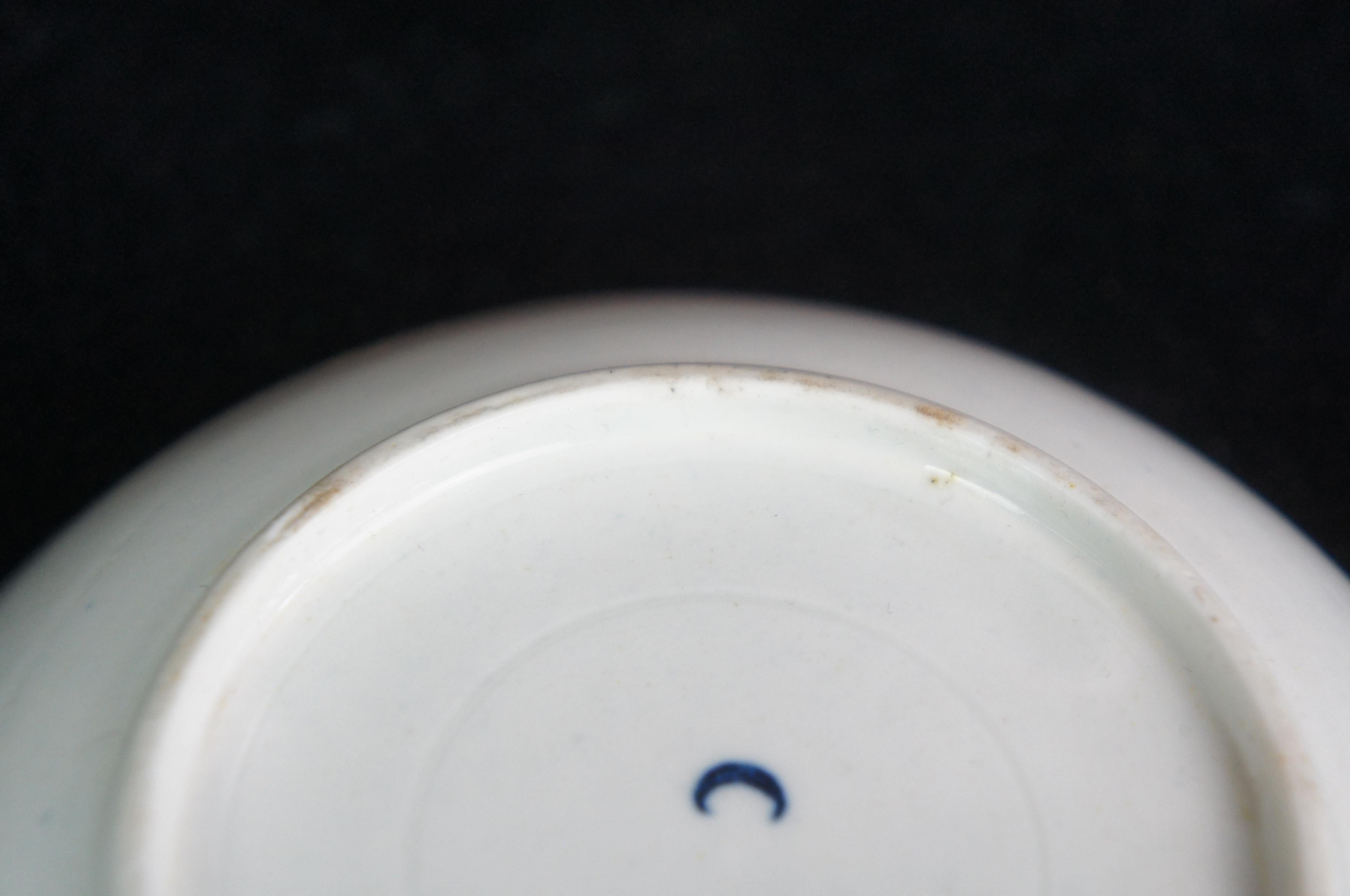 18th Century George III Worcester 1st Period Blue White Demitasse Teacup Saucer  For Sale 4