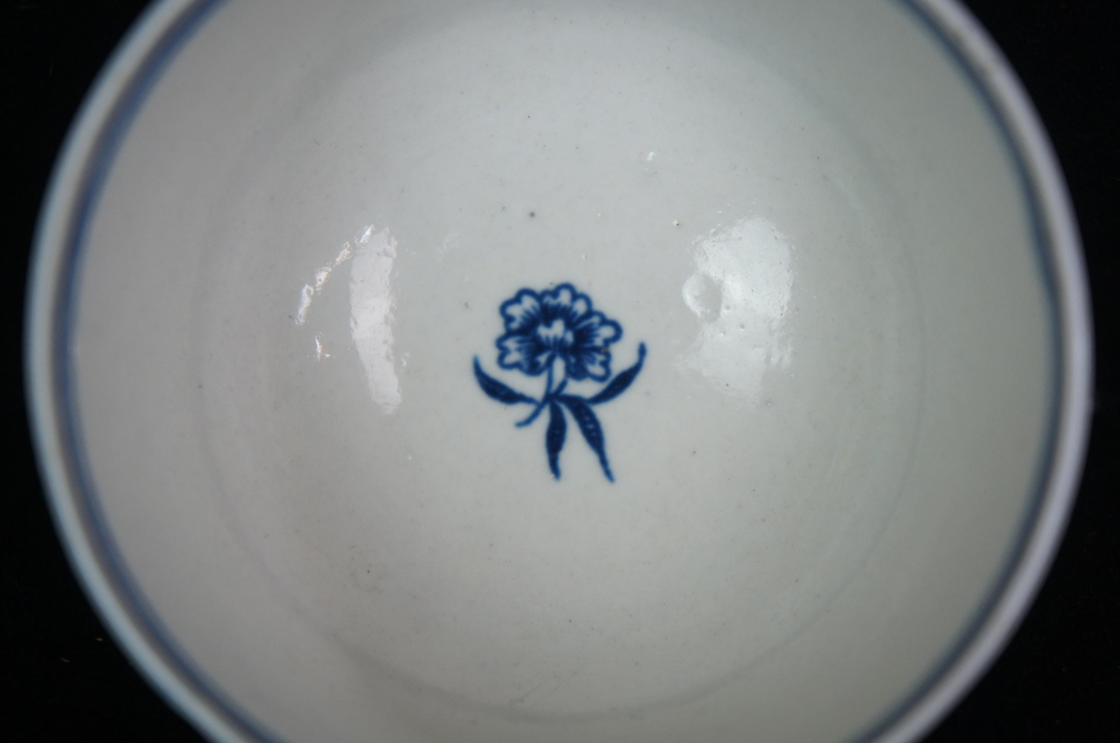 18th Century and Earlier 18th Century George III Worcester 1st Period Blue White Demitasse Teacup Saucer  For Sale