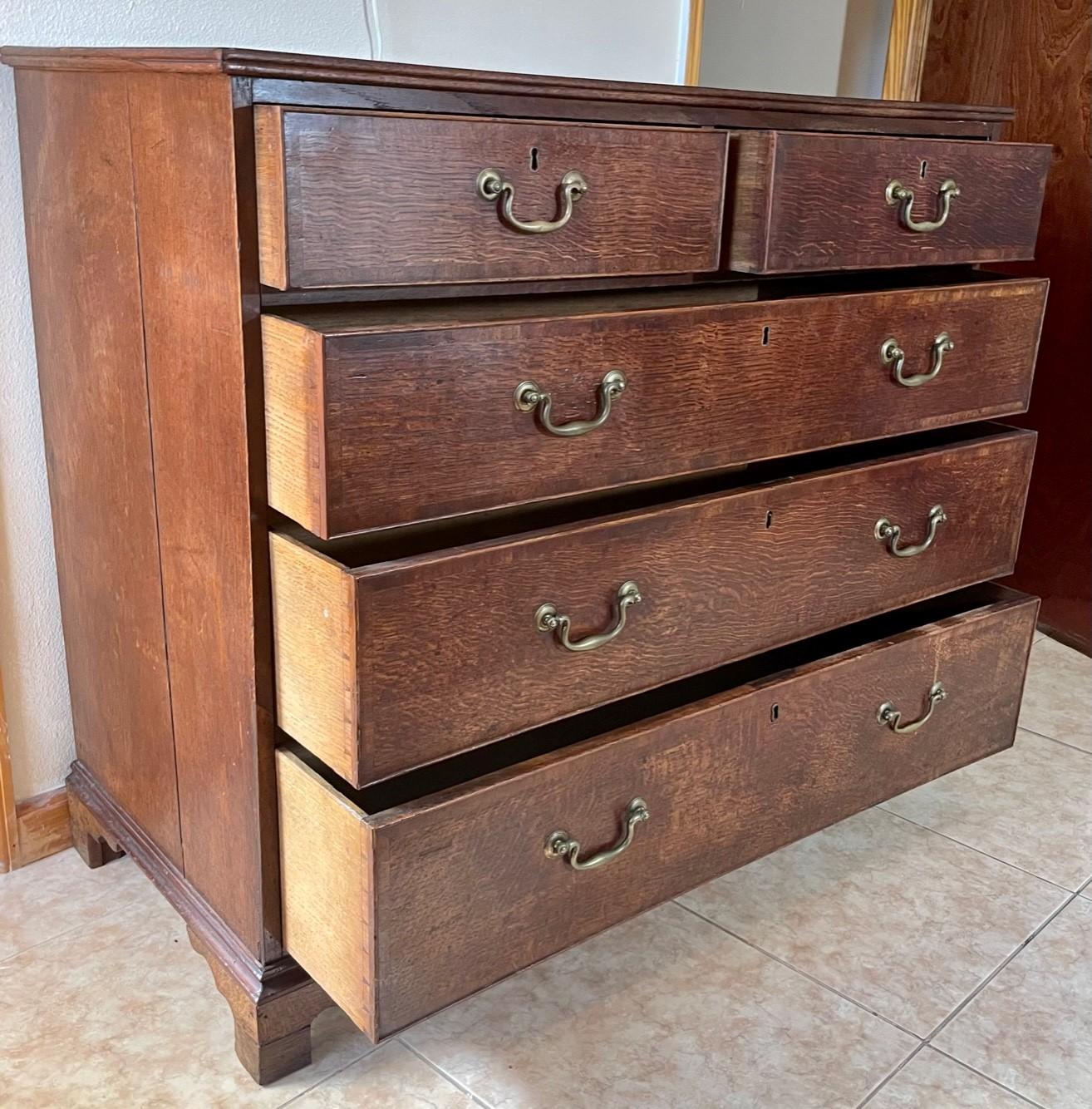 18th Century George Lll Oak Chest of Drawers with Original Hardware 6