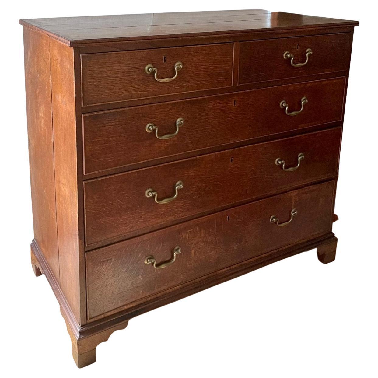 18th Century George Lll Oak Chest of Drawers with Original Hardware 11
