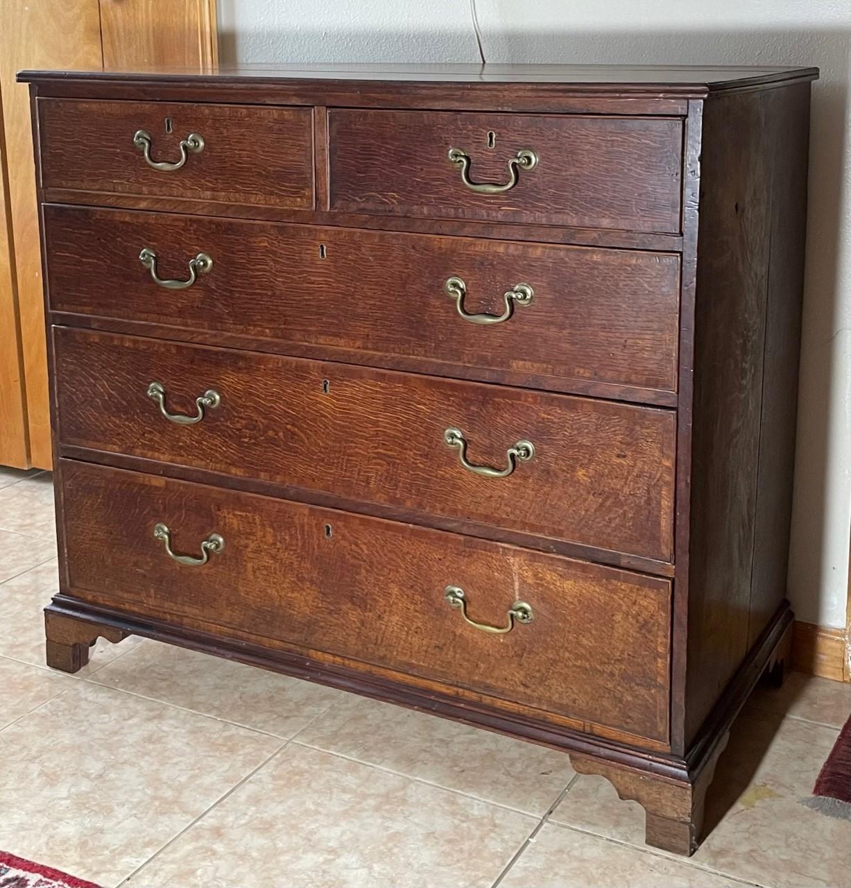 George III 18th Century George Lll Oak Chest of Drawers with Original Hardware