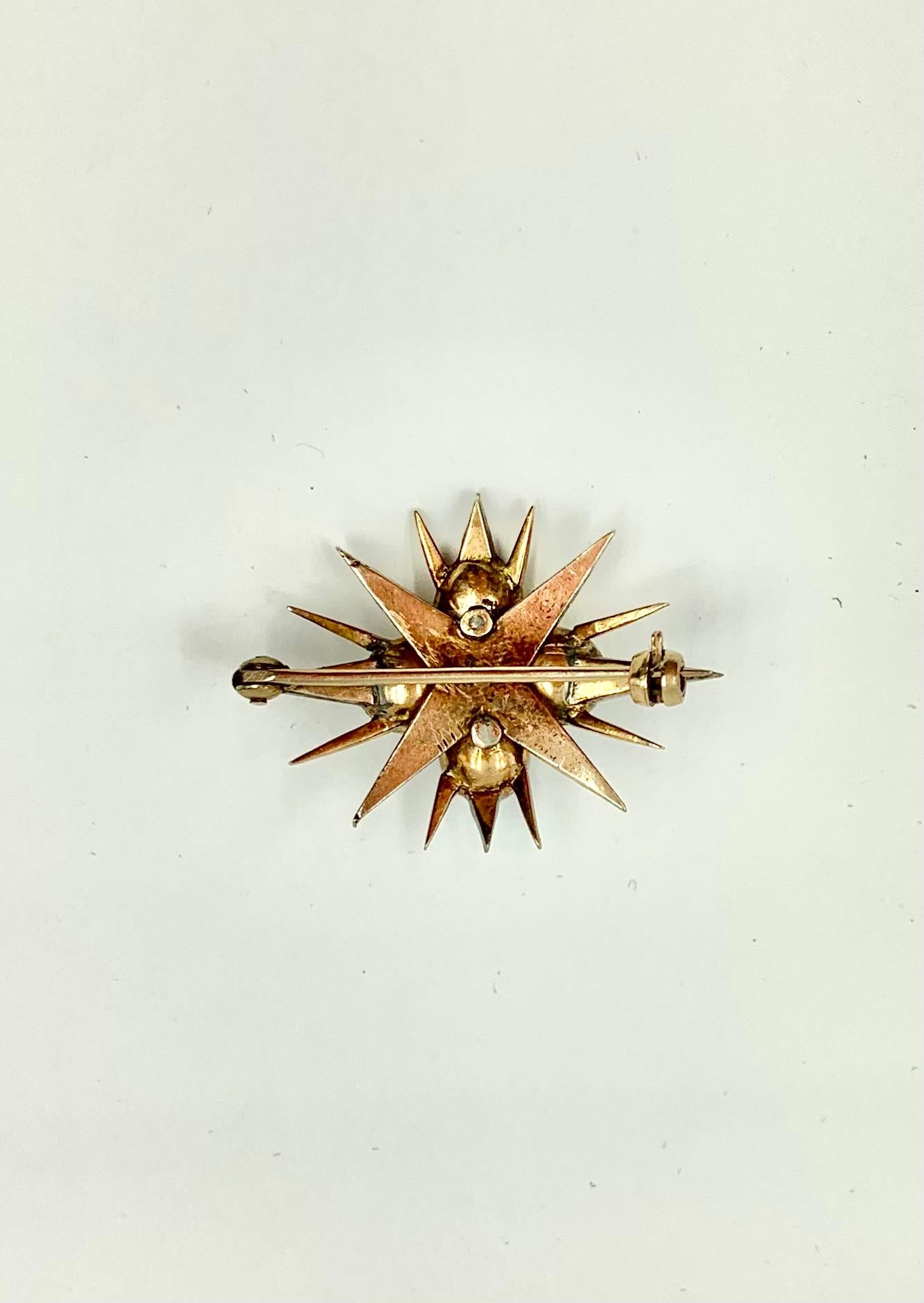 18th Century Georgian 3 TCW Diamond 18K Gold Star Brooch, S.J. Phillips, London In Good Condition For Sale In New York, NY
