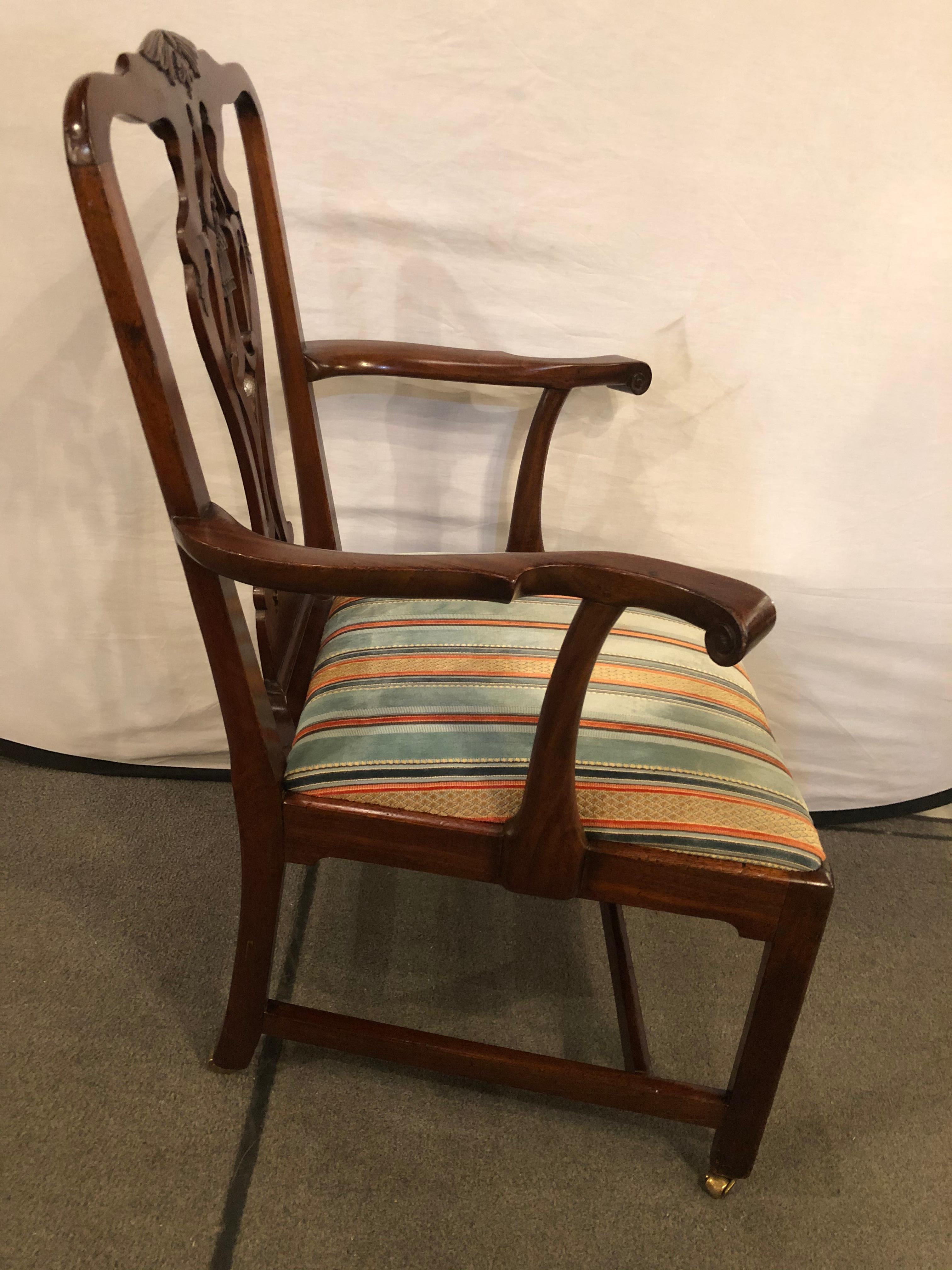 18th Century Georgian Armchair Office Chair on Casters In Good Condition In Stamford, CT