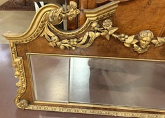 18th Century Georgian Burled Walnut Veneered Carved Giltwood Overmantle Mirror