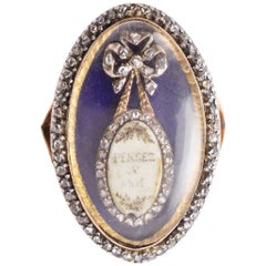 Antique 18th Century Georgian Diamond Navette Memorial Ring Pensez A Moi