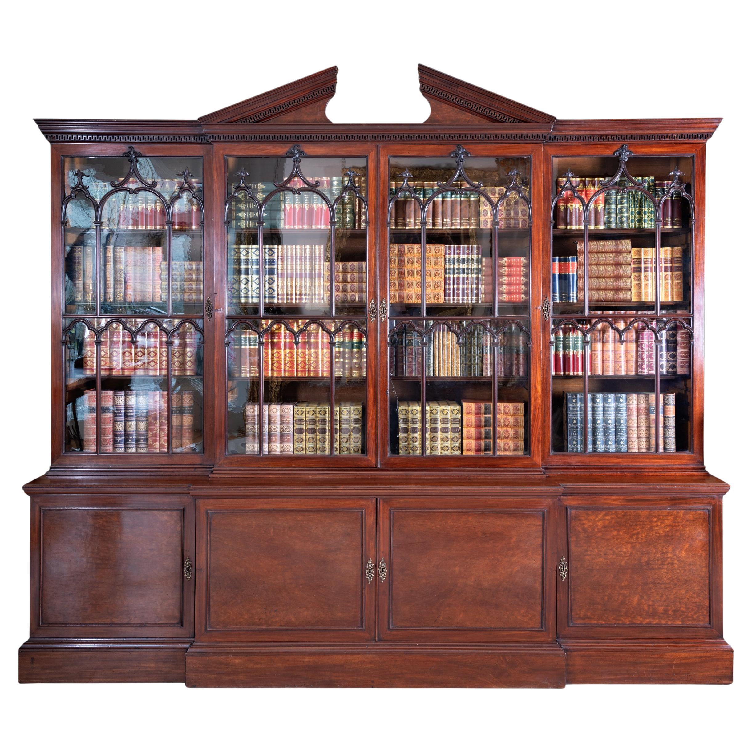 18th Century Georgian English 4 Door Bookcase Attributed To Thomas Chippendale