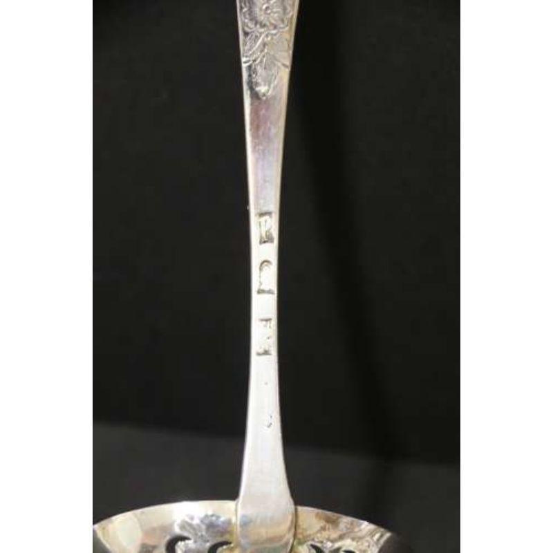 18th Century Georgian Hall Marked Silver Engraved Sugar Spoon, London 1799 -80 In Good Condition For Sale In Central England, GB