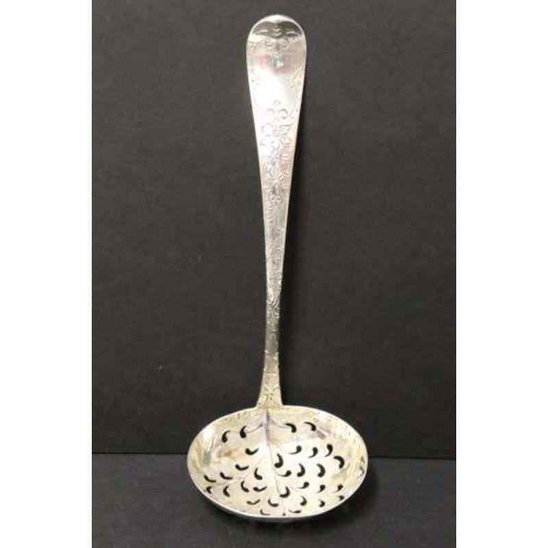 18th Century Georgian Hall Marked Silver Engraved Sugar Spoon, London 1799 -80 For Sale 2