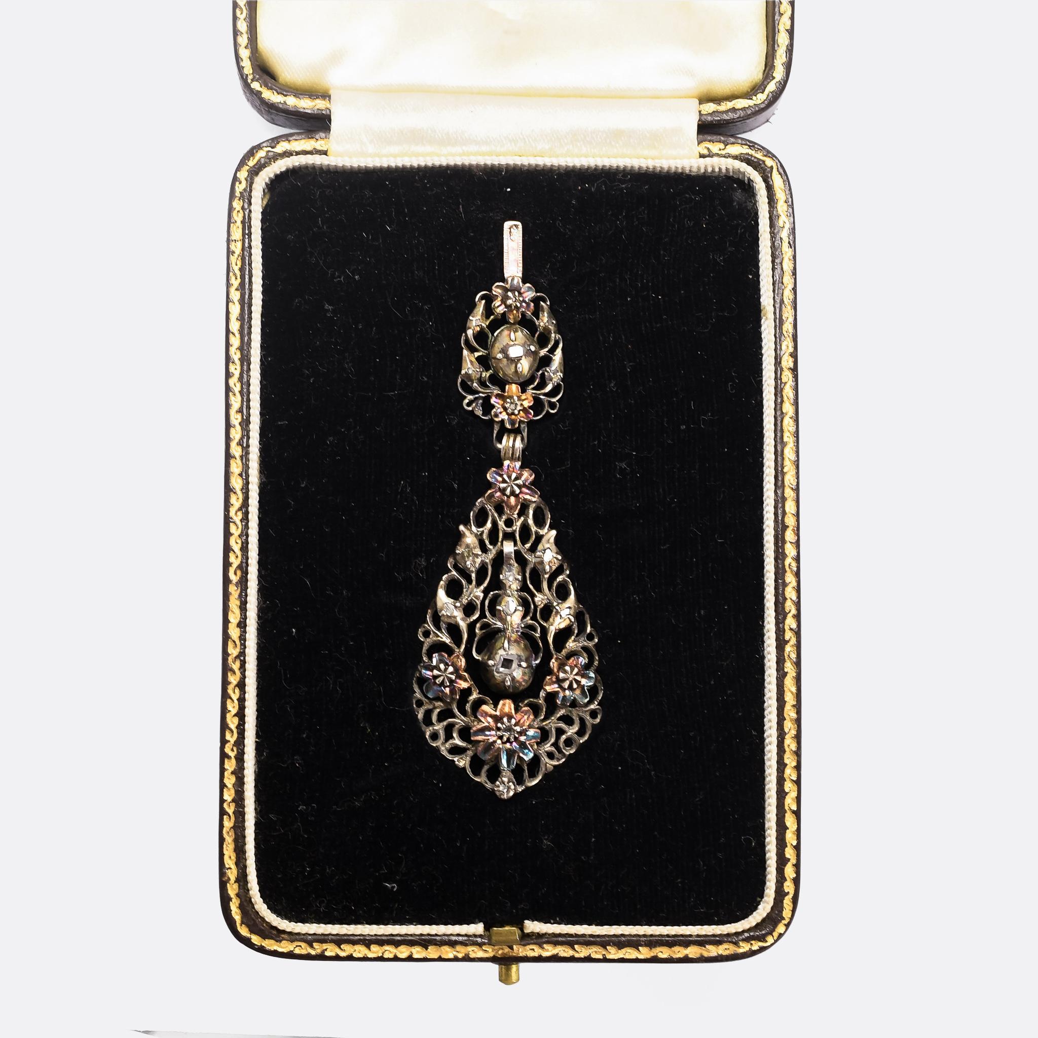 Women's 18th Century Georgian Iberian Diamond Pendant Necklace