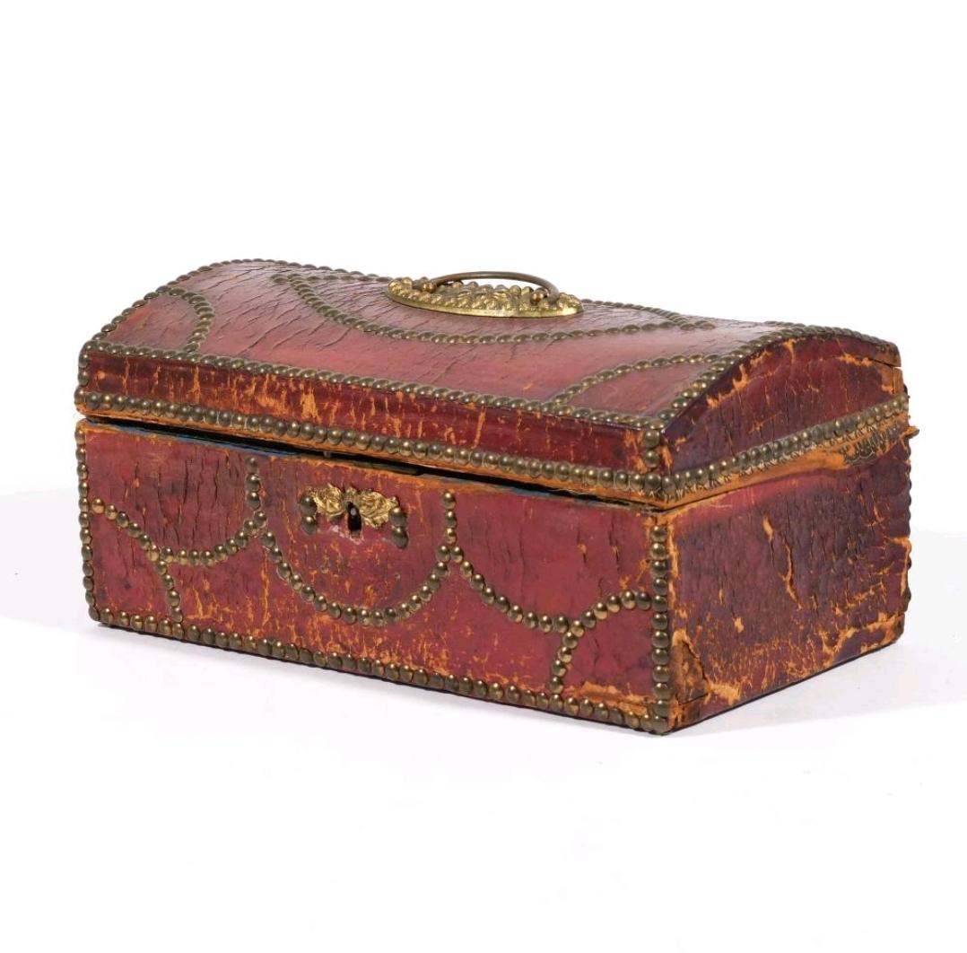 Brass 18th Century Georgian Leather Box