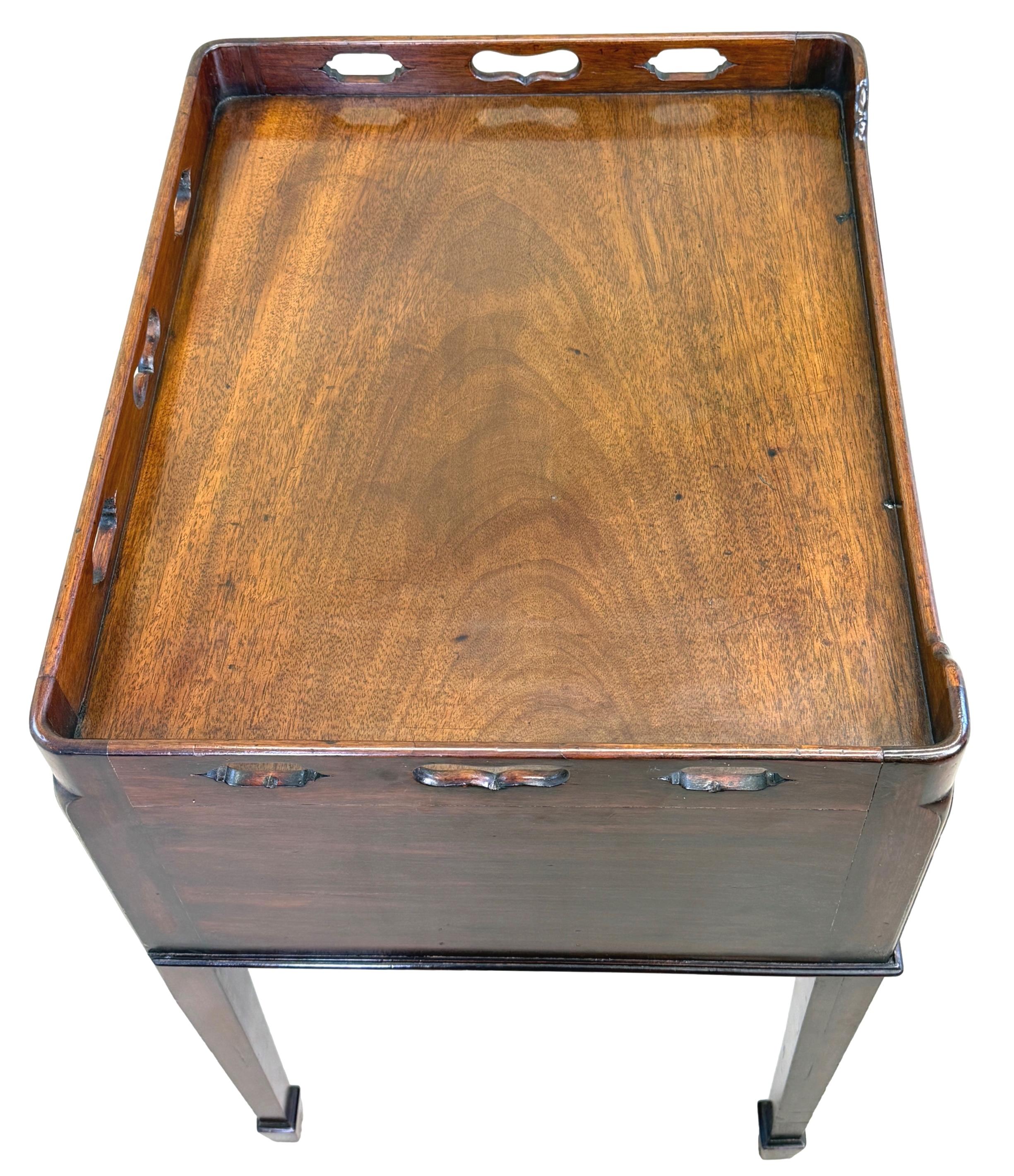 Chippendale 18th Century Georgian Mahogany Bedside Night Table For Sale