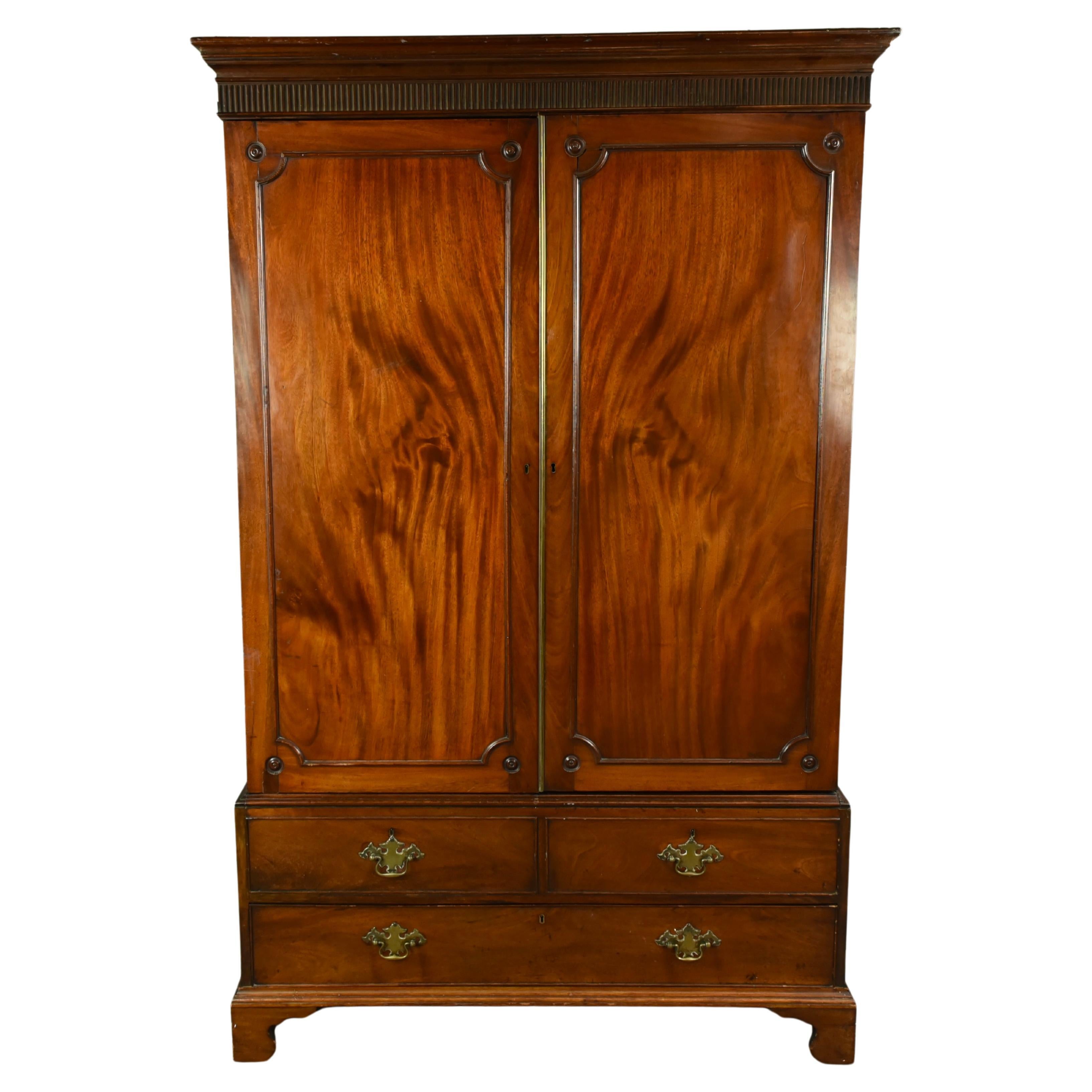 18th century Georgian mahogany double wardrobe armoire at 1stDibs
