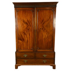 Antique 18th century Georgian mahogany double wardrobe armoire 