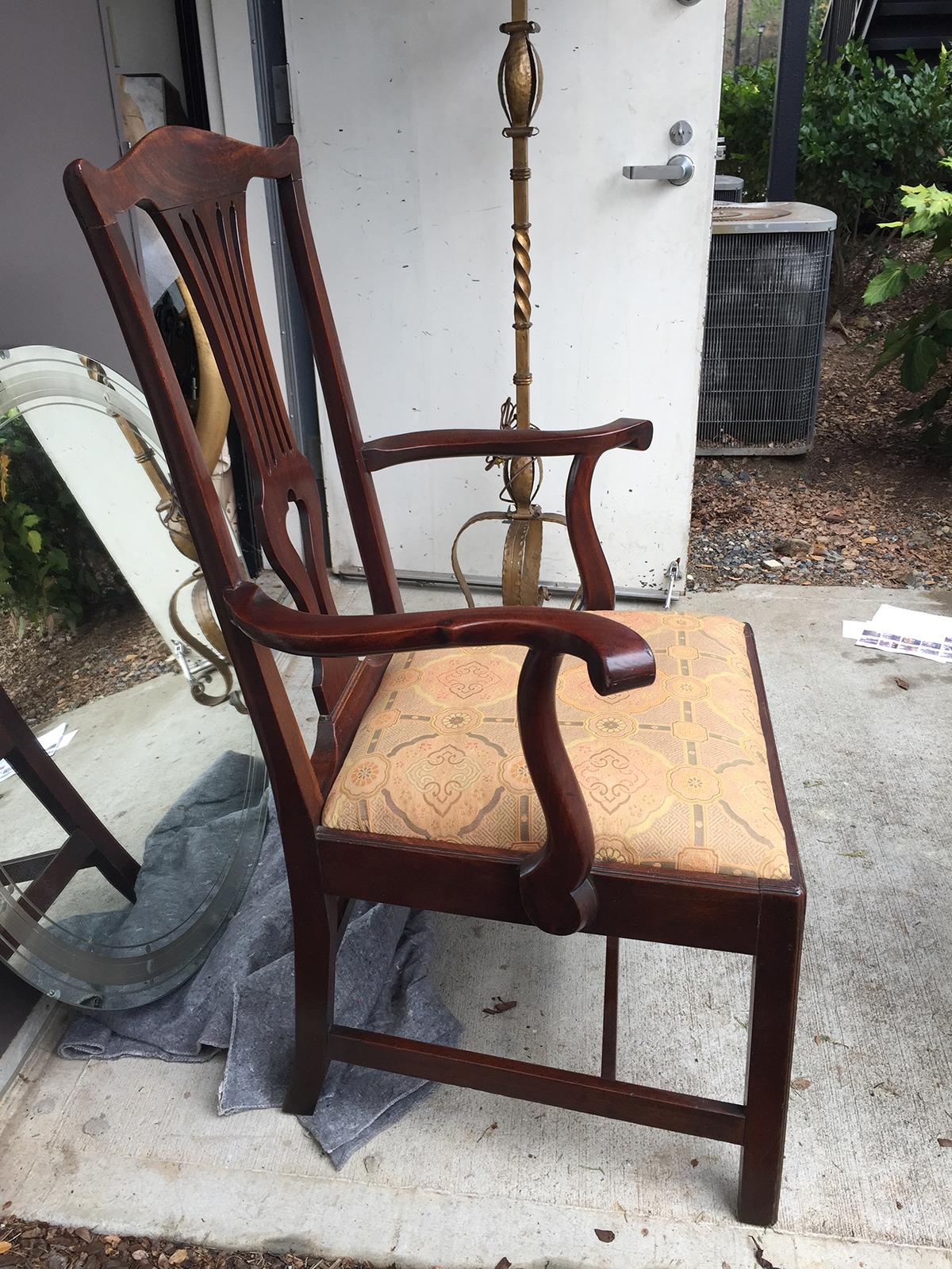 18th Century Georgian Mahogany High Back Armchair In Good Condition In Atlanta, GA