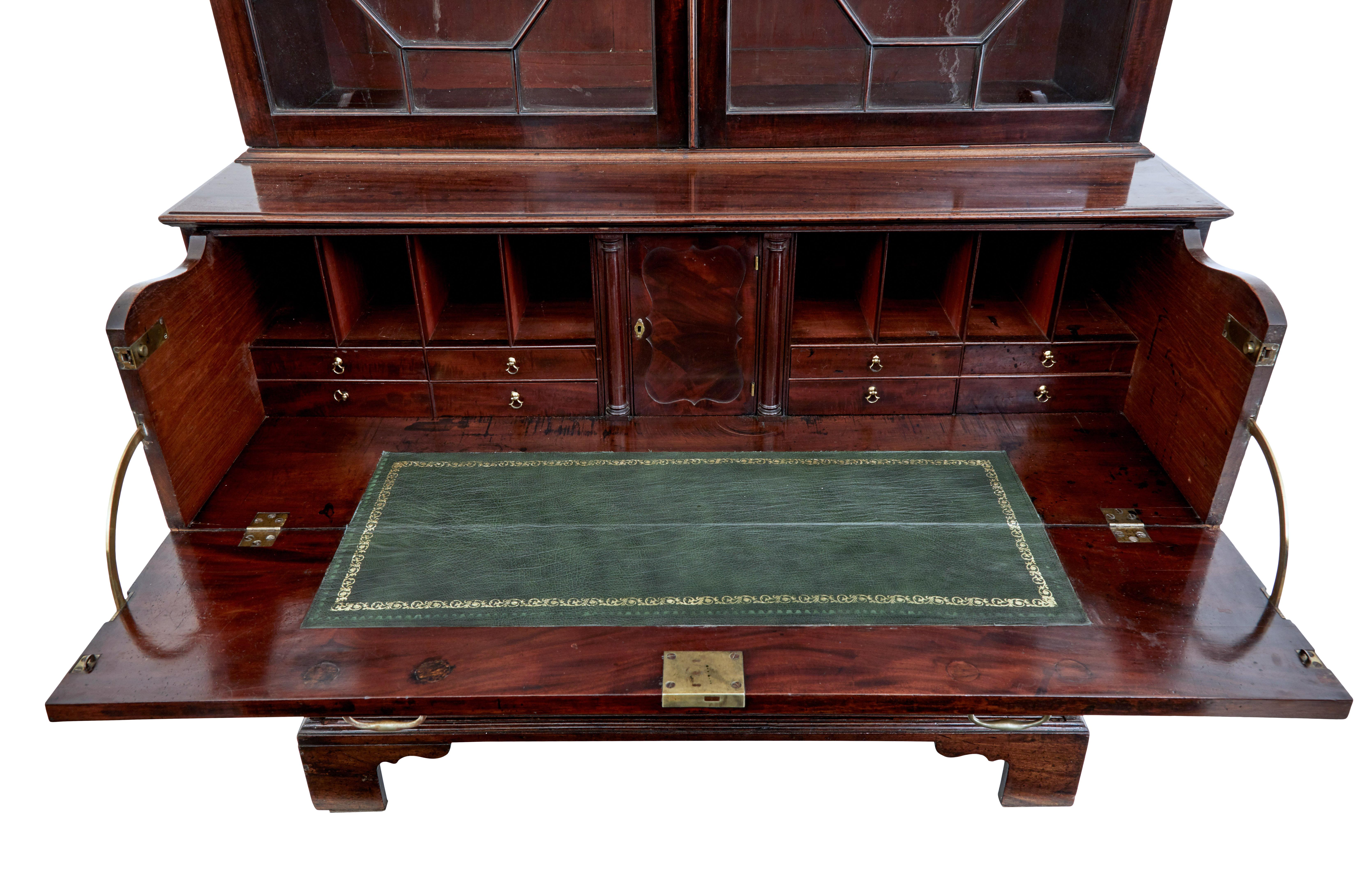 18th Century Georgian Mahogany Secretaire Bookcase In Good Condition In Debenham, Suffolk