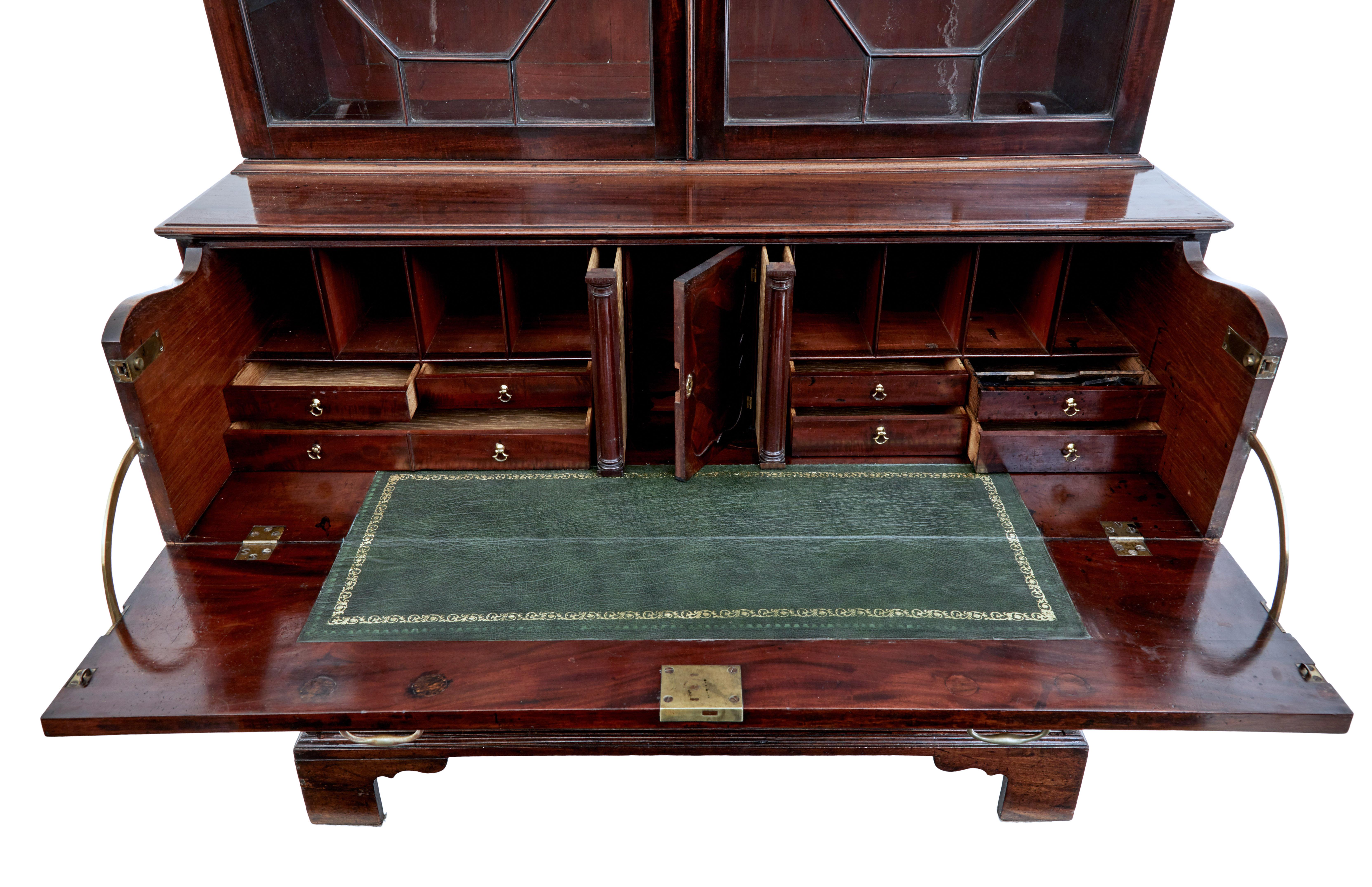 18th Century Georgian Mahogany Secretaire Bookcase 1