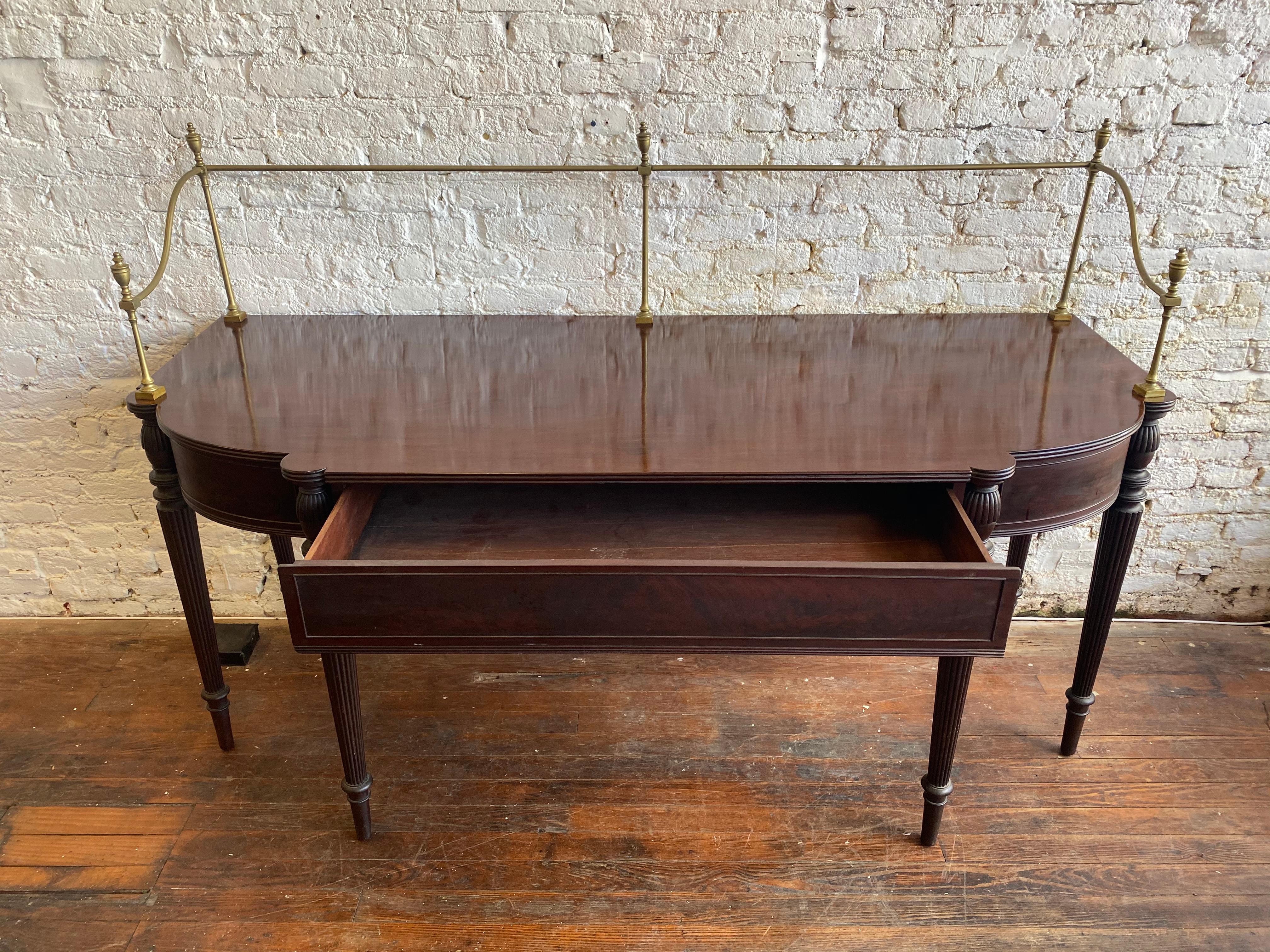 18th Century Georgian Mahogany Sideboard with Brass Rail 1