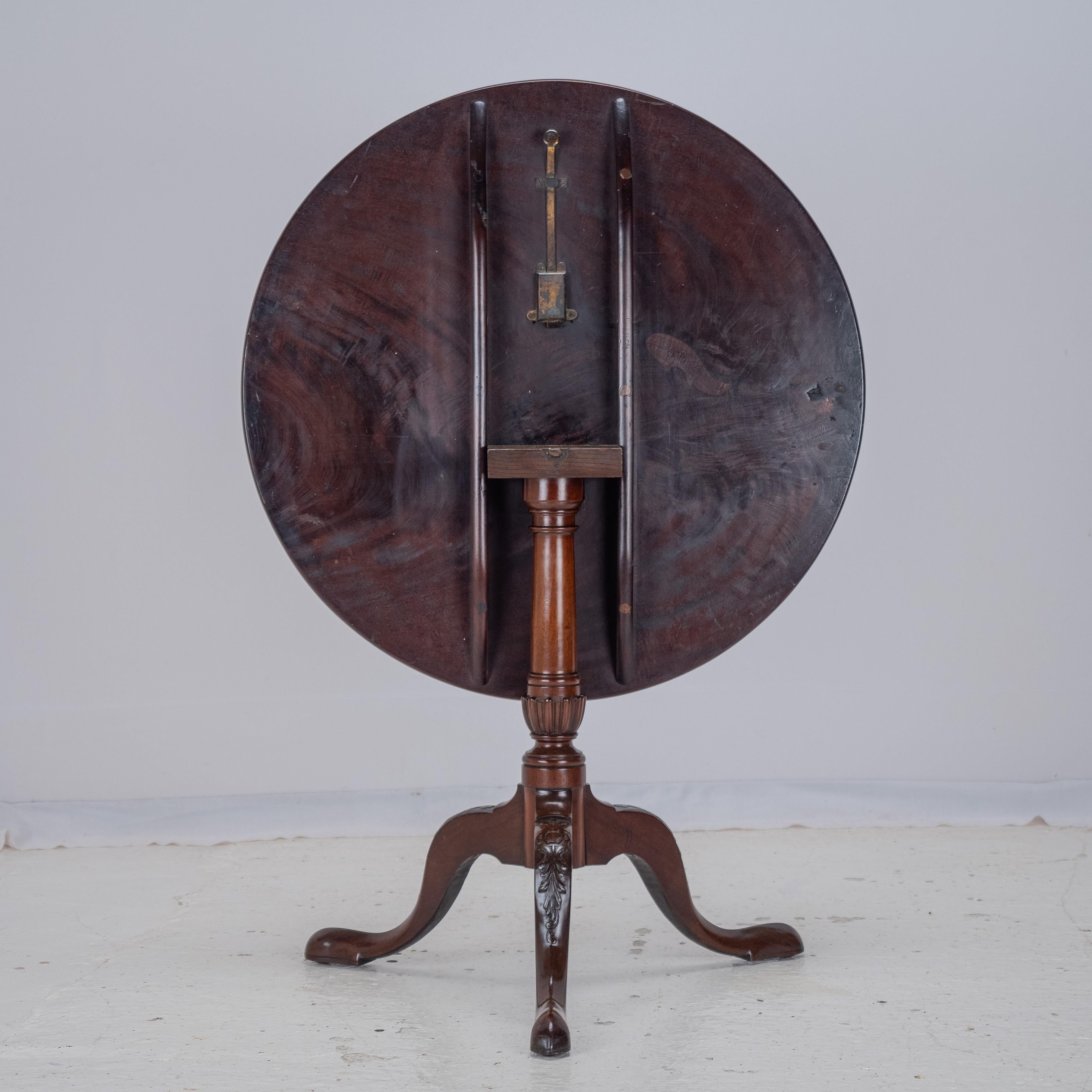 18th Century Georgian Mahogany Tripod Tilt Top Supper Table with Carved Legs For Sale 5