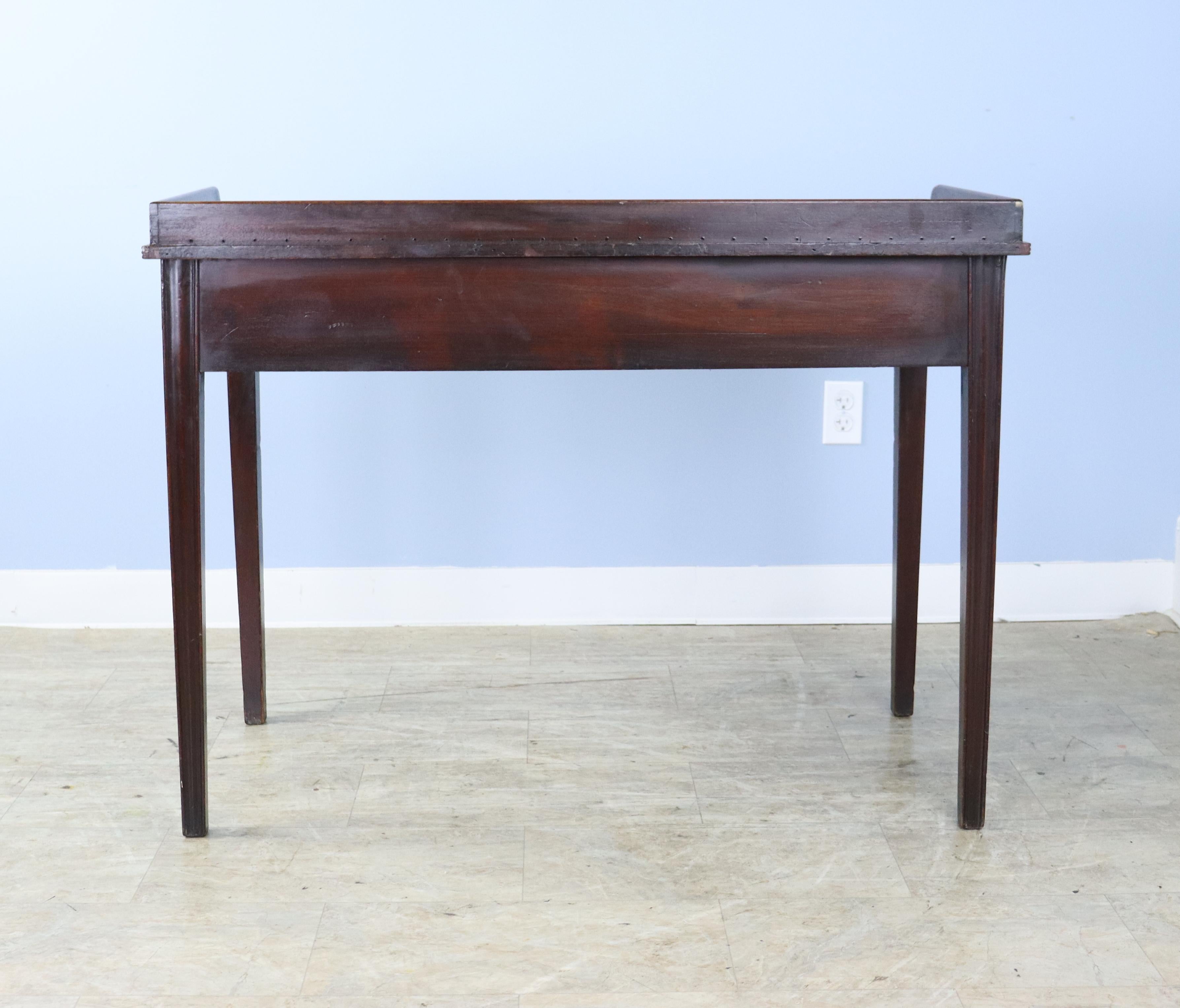 18th Century Georgian Mahogany Writing Table with Galleried Back 1