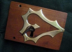 18th Century Georgian Oak and Brass Heart Motif Door Lock Mechanism