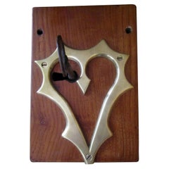 18th Century Georgian Oak and Brass Heart Motif Door Lock Mechanism