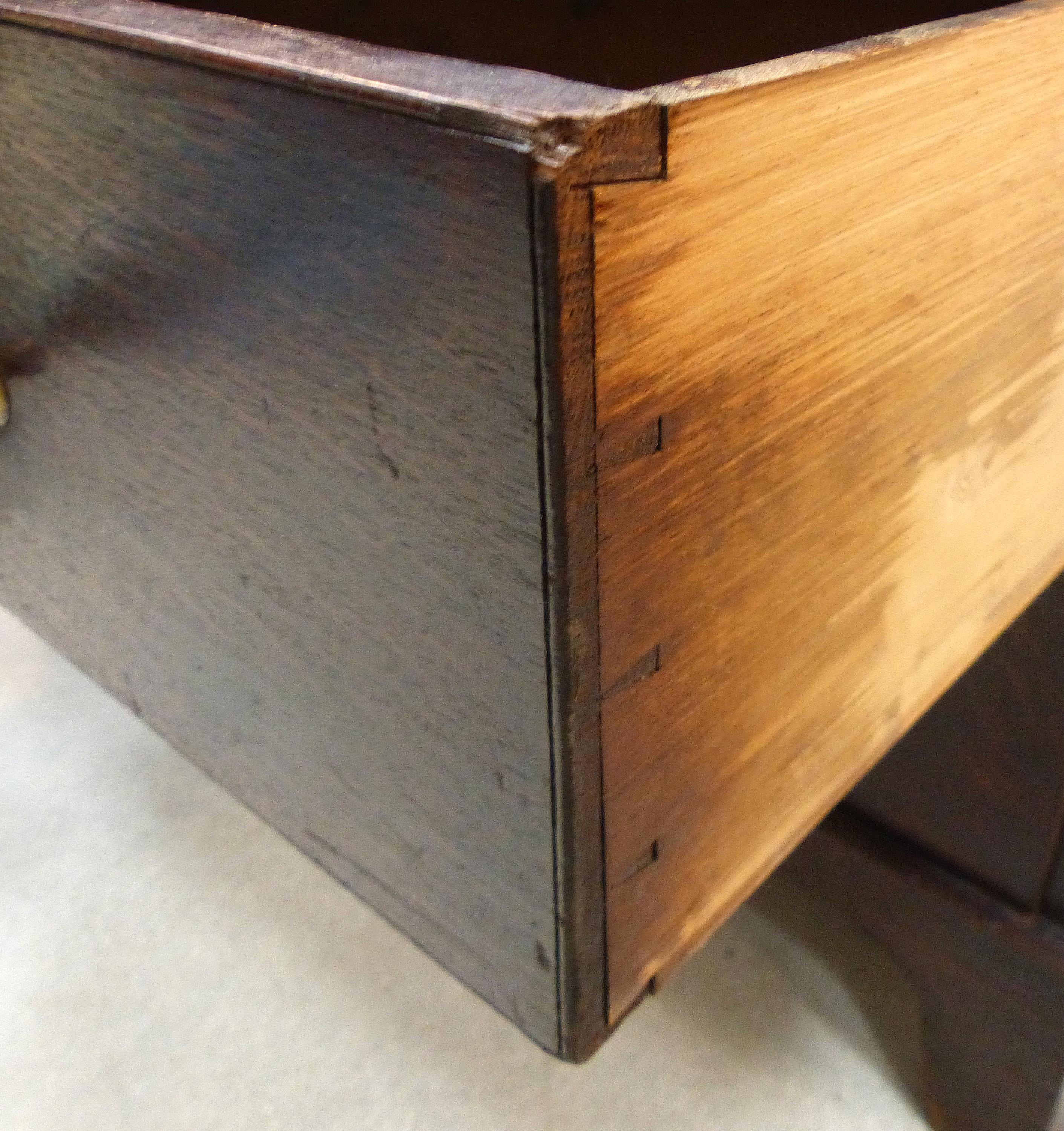 18th Century Georgian Oak Chest of Drawers with Swan Neck Brass Pulls 5