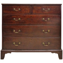 18th Century Georgian Oak Chest of Drawers with Swan Neck Brass Pulls