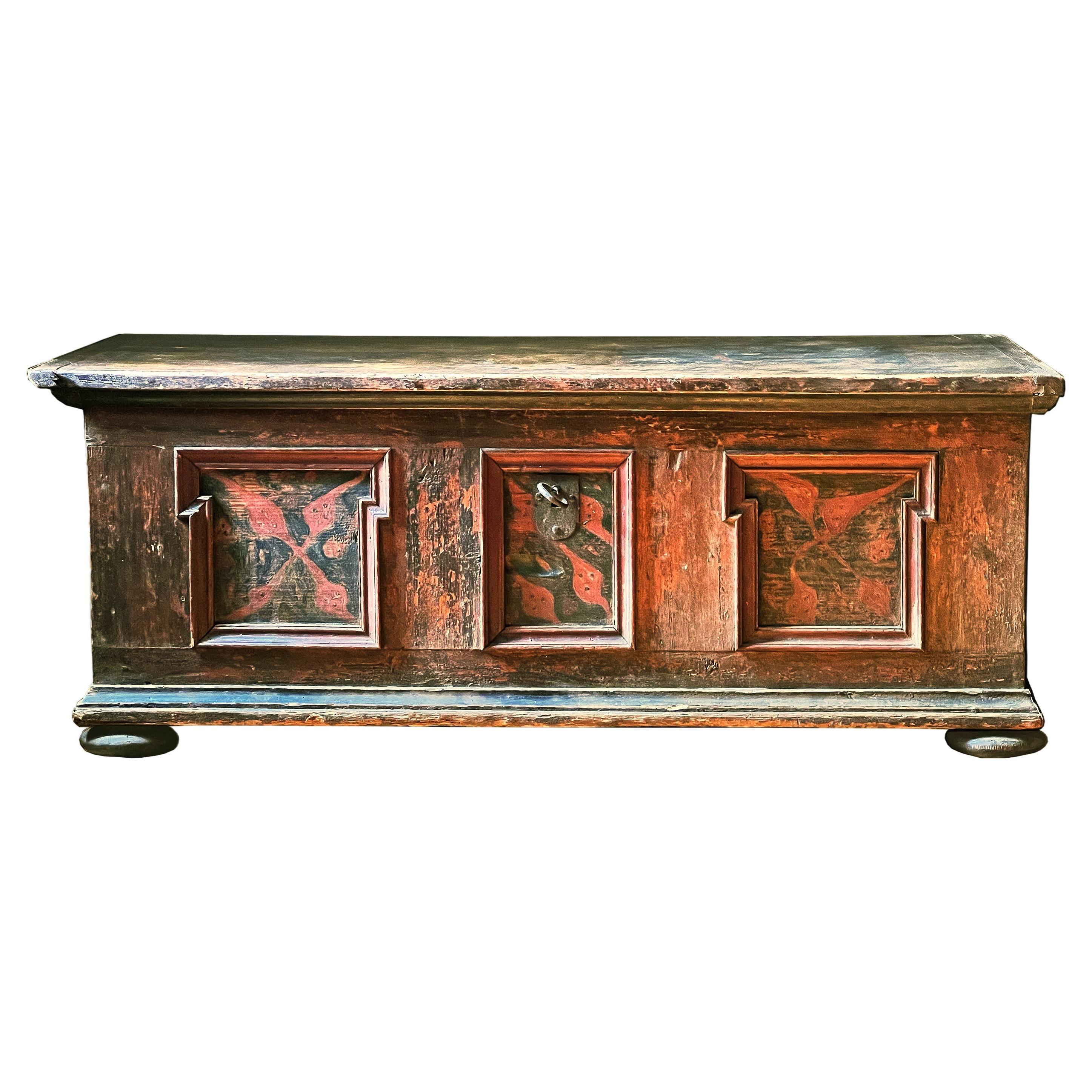 18th Century Georgian Paint Decorated and Marbleized Chest For Sale
