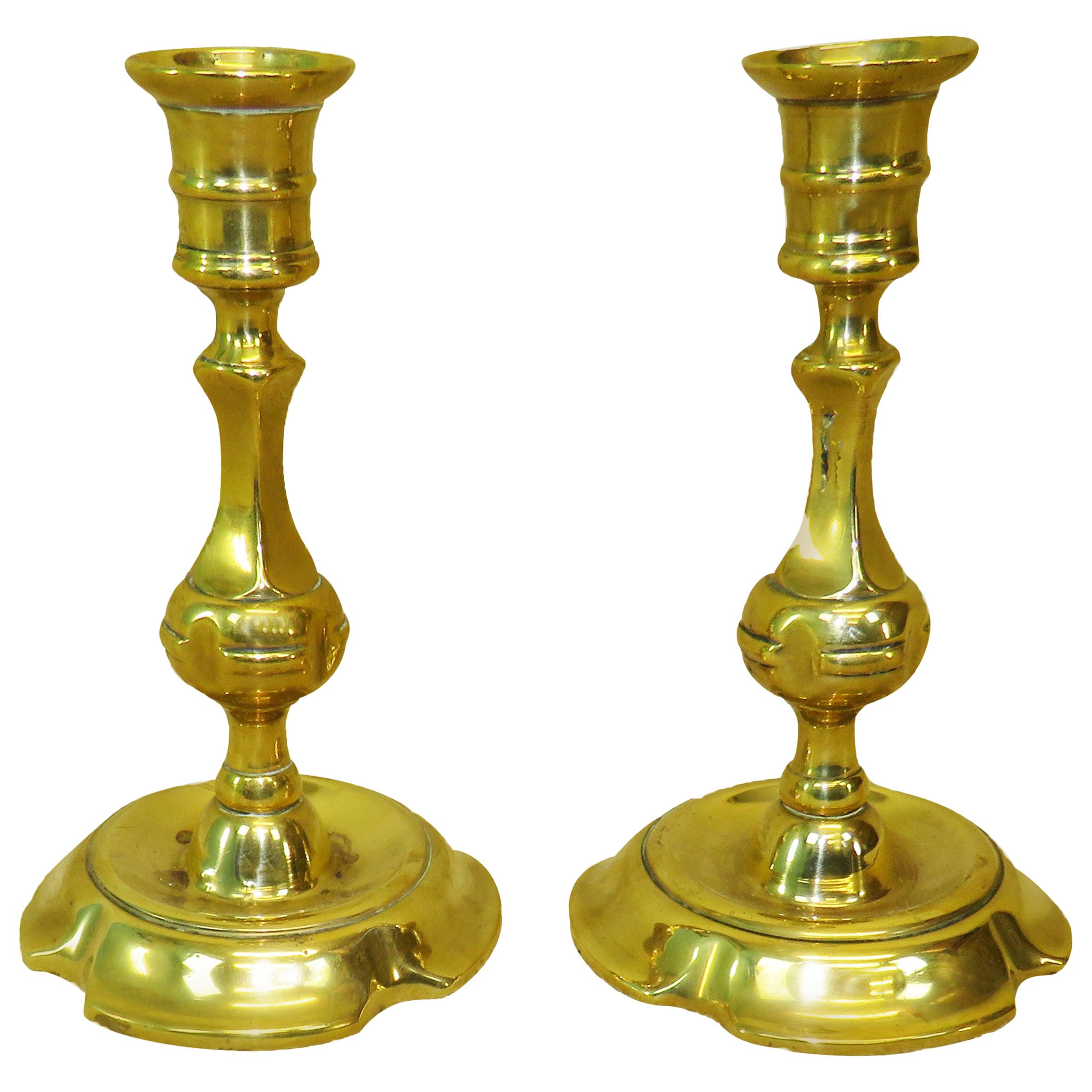 18th Century Georgian Pair of Brass Candlesticks