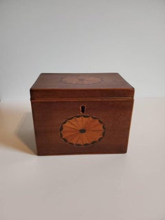 Caja de té inglesa de caoba con incrustaciones del periodo georgiano del siglo XVIII