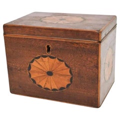 Antique 18th Century Georgian Period English Mahogany Inlaid Tea Caddy
