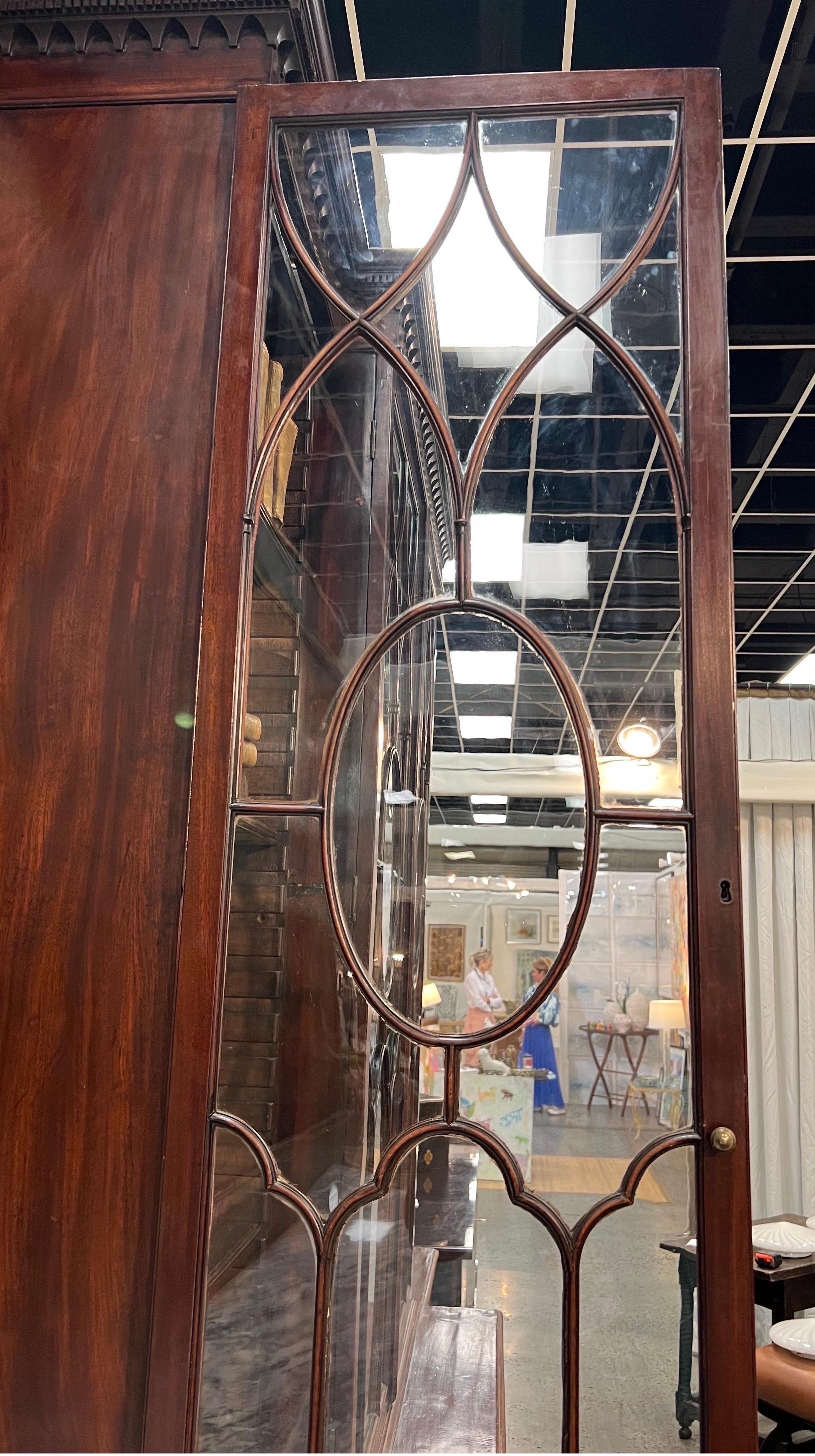18th Century Georgian Period Mahogany Breakfront Bookcase with Secretary Desk 5
