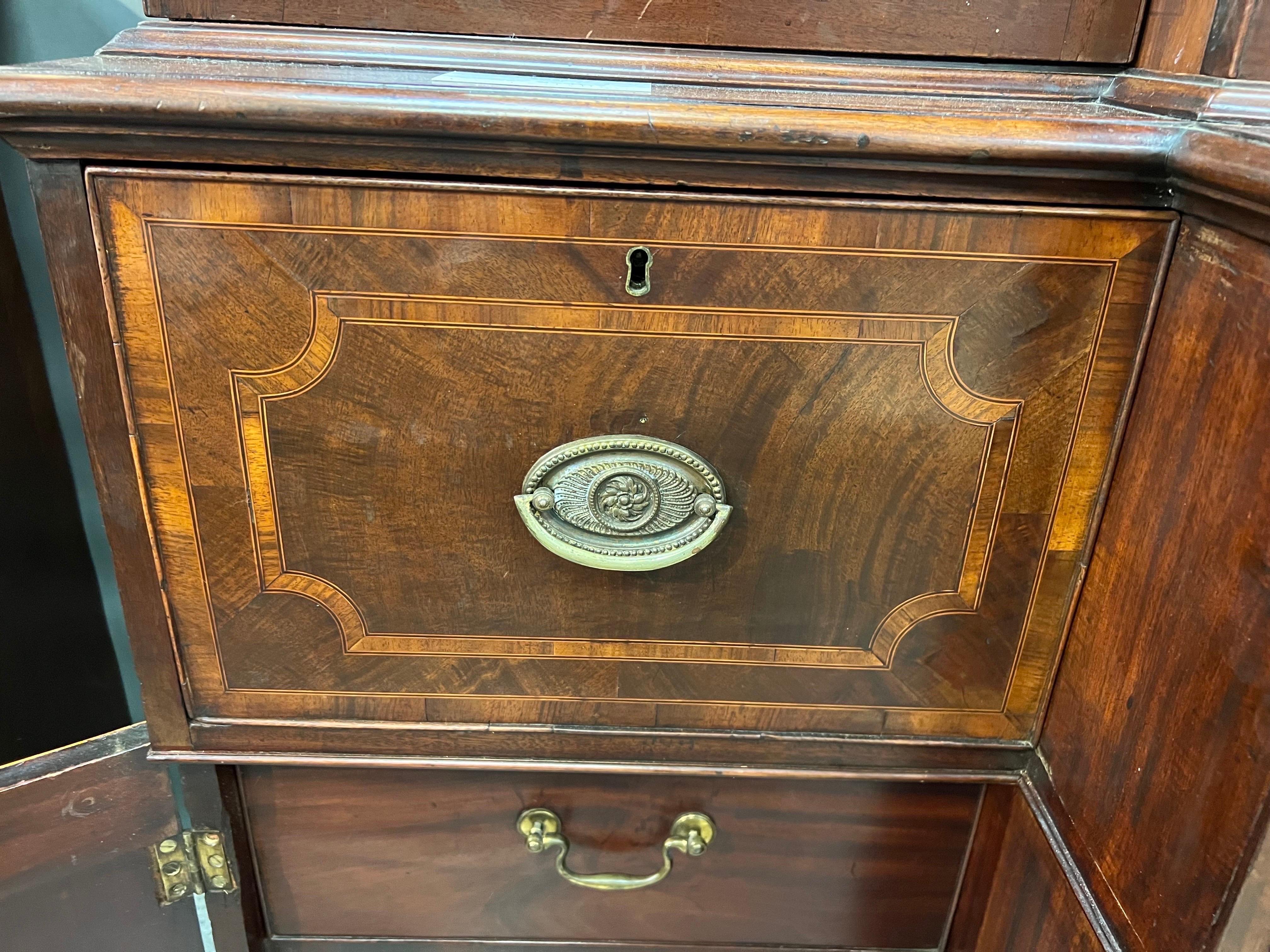 18th Century Georgian Period Mahogany Breakfront Bookcase with Secretary Desk 2