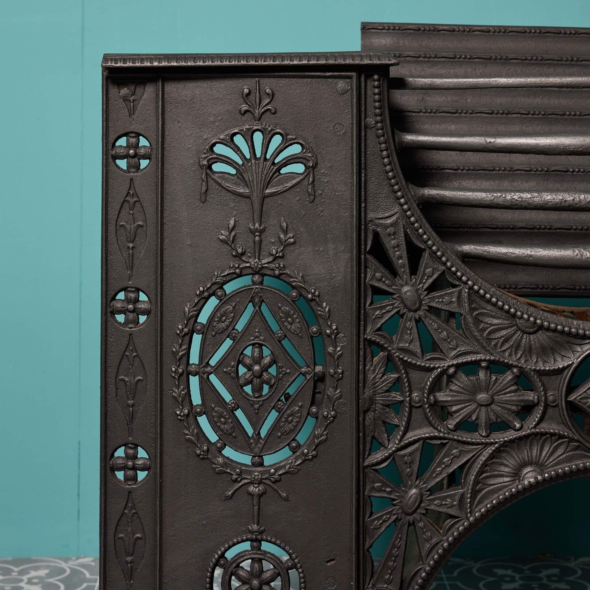 Iron 18th Century Georgian Pierced Hourglass Hob Grate For Sale