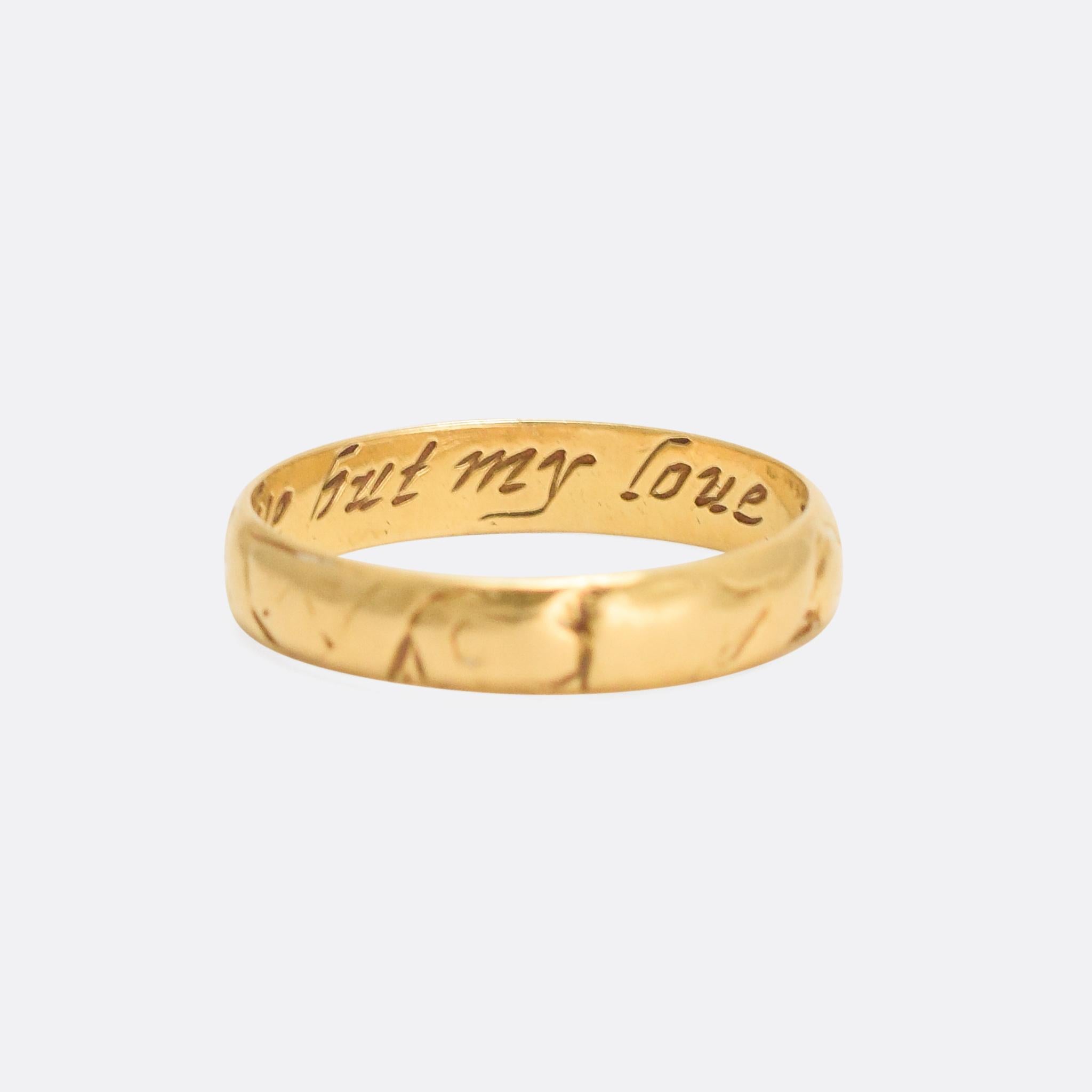 A gorgeous 18th Century Posy ring with the words 