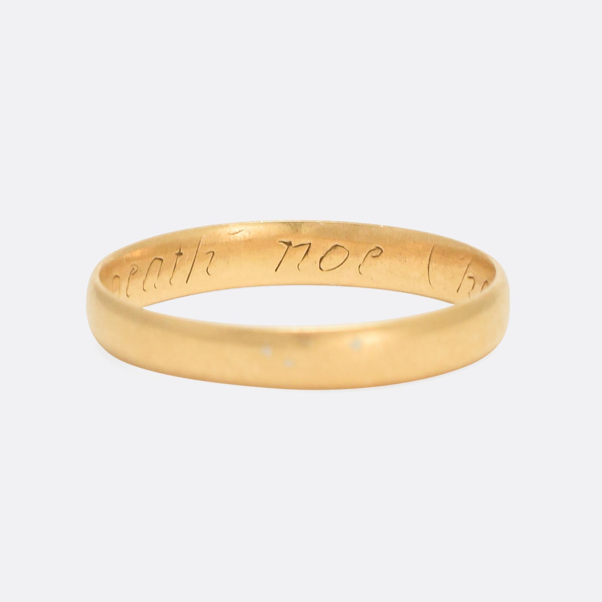 A cool 18th Century posy ring inscribed with the words 
