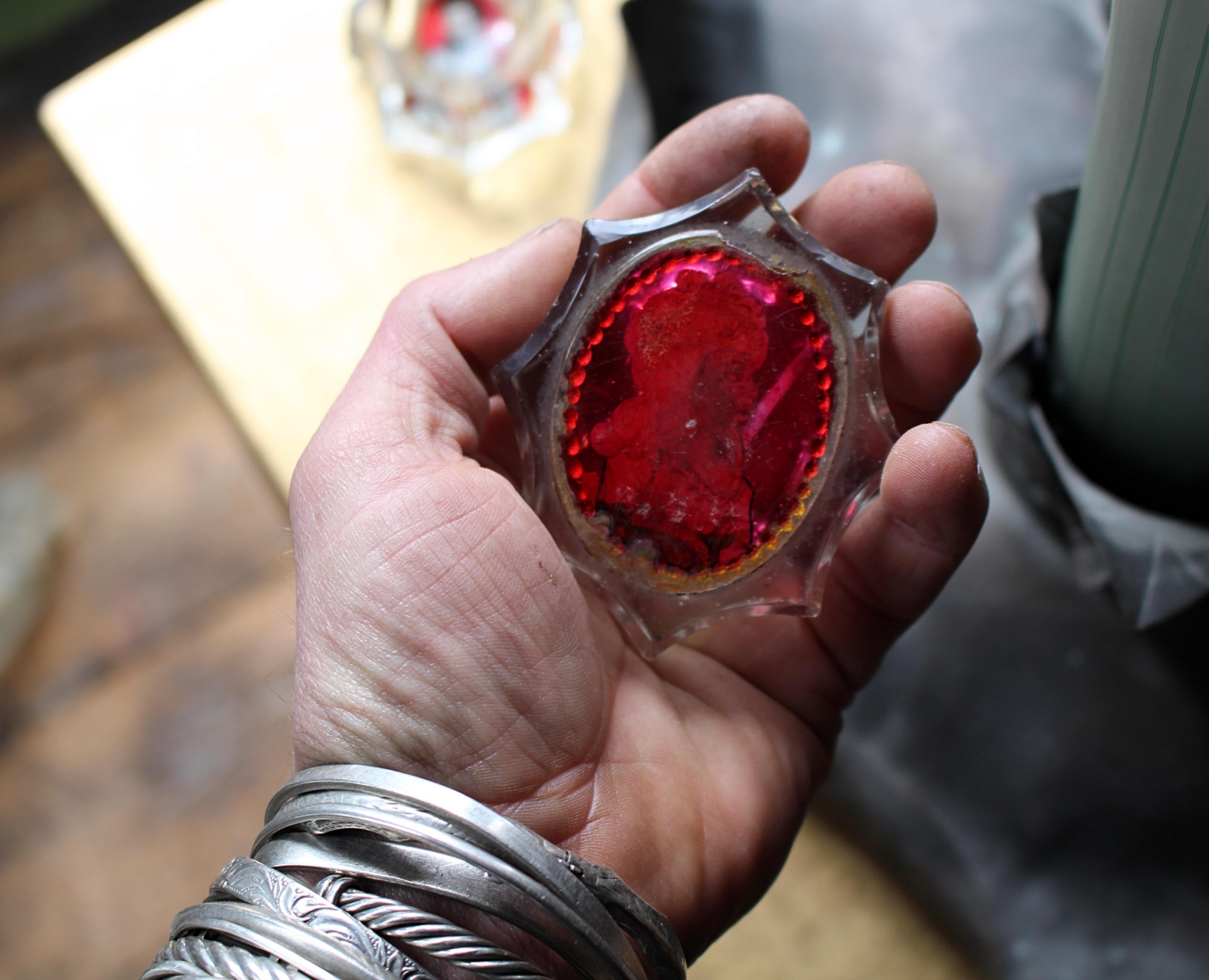 Verre peint à l'envers du XVIIIe siècle Georgian Lovers Open Salts Country House en vente 3