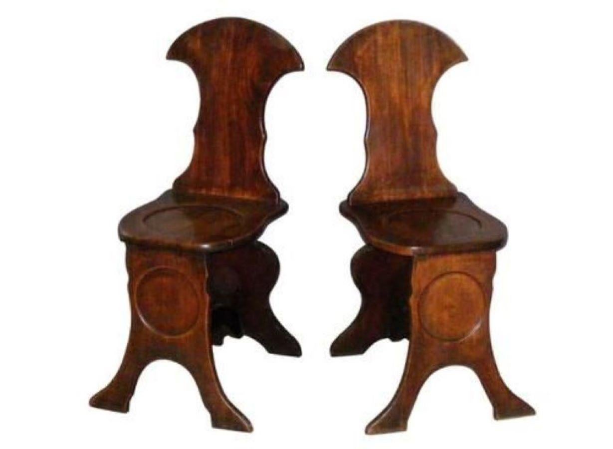 18th Century Georgian Scottish Mahogany Hall Chairs In Good Condition For Sale In Perth, GB