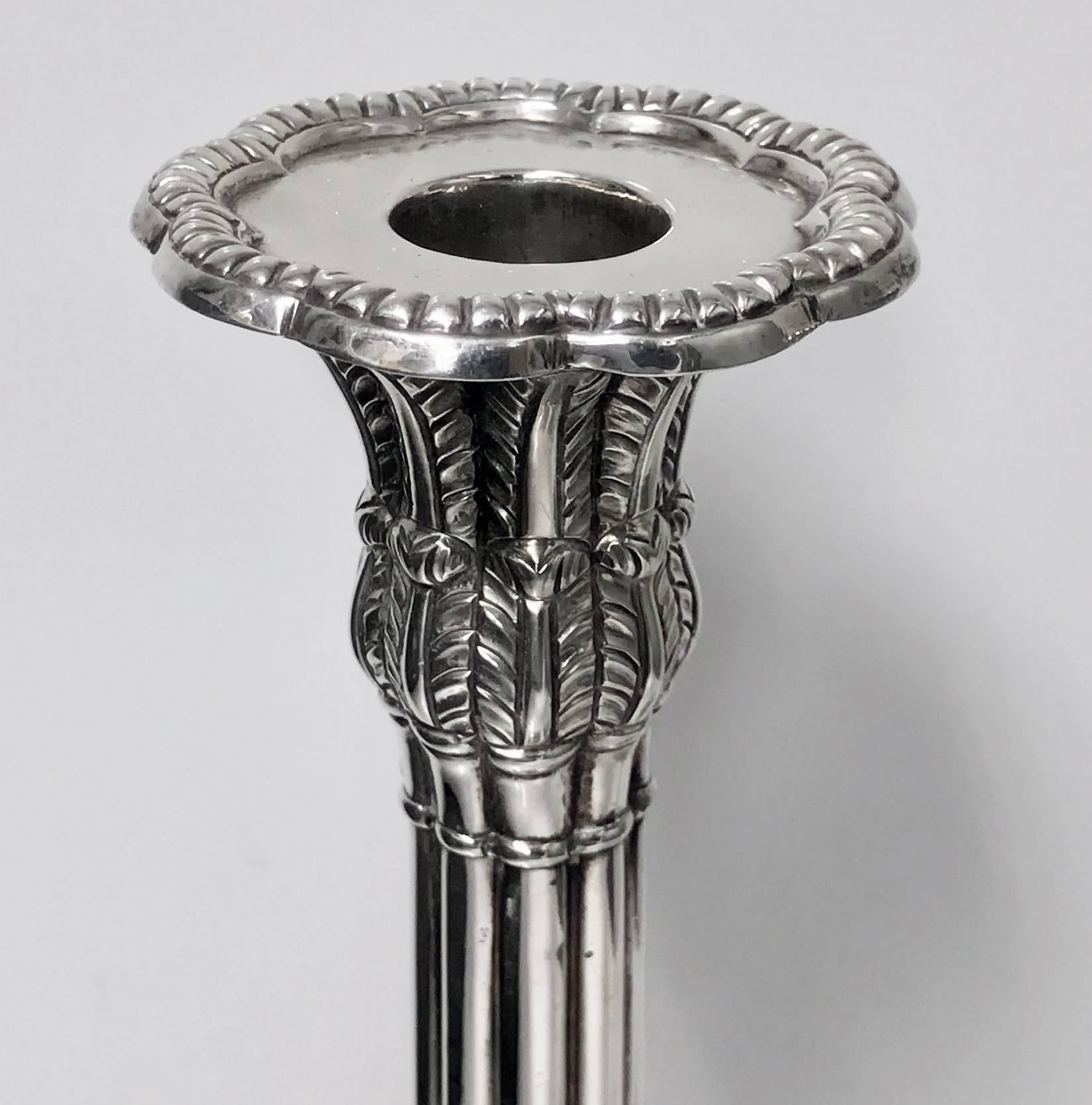 18th Century Georgian Silver Candlesticks London 1759 John Carter In Good Condition In Toronto, Ontario