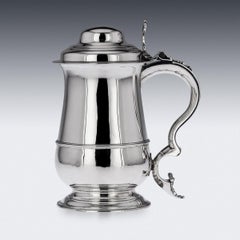 18th Century Georgian Solid Silver Lidded Tankard, London, c.1776