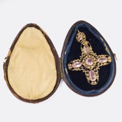 18th Century Georgian Topaz Cannetille Cross Pendant