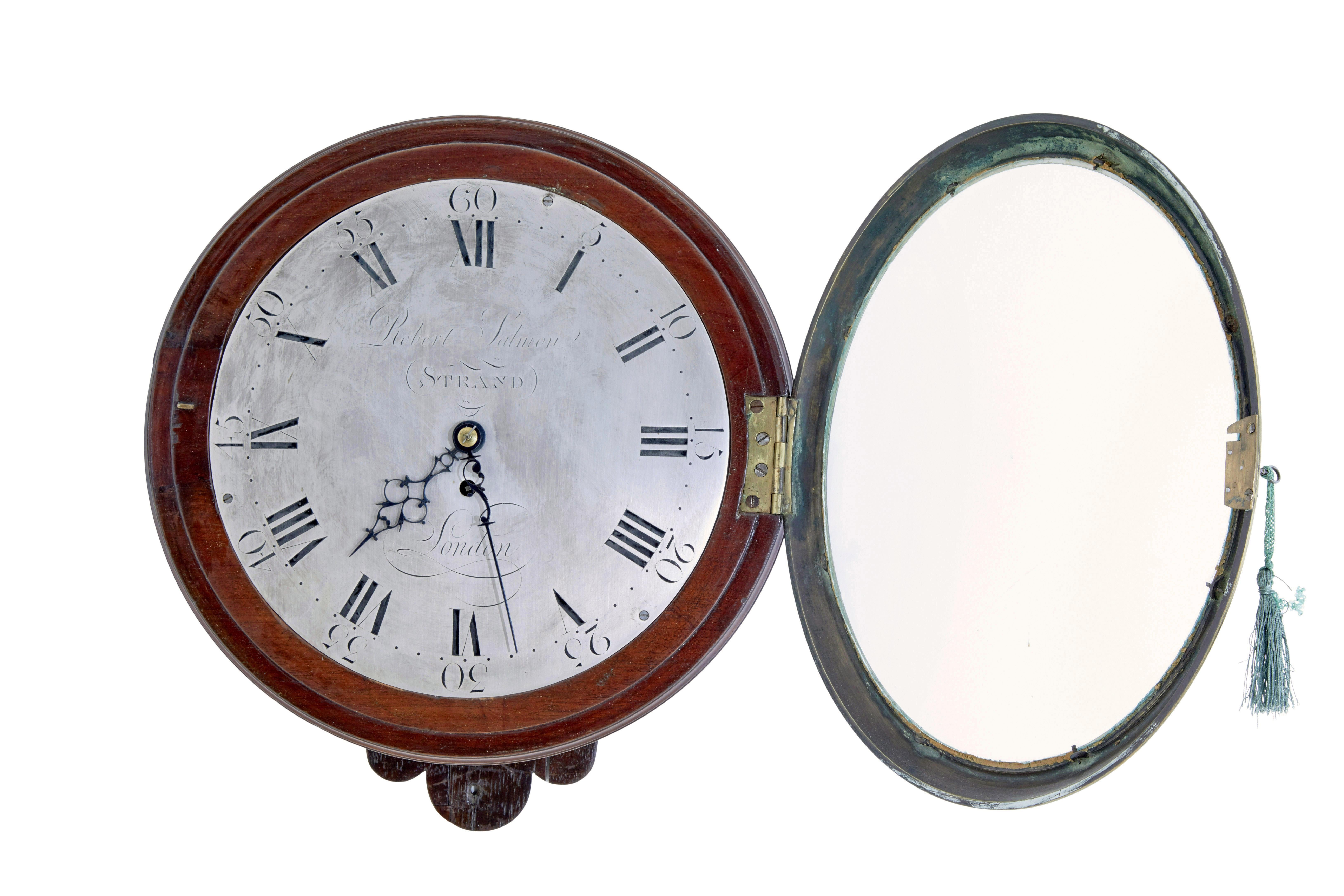 English 18th century Georgian wall clock by Robert Salmon For Sale