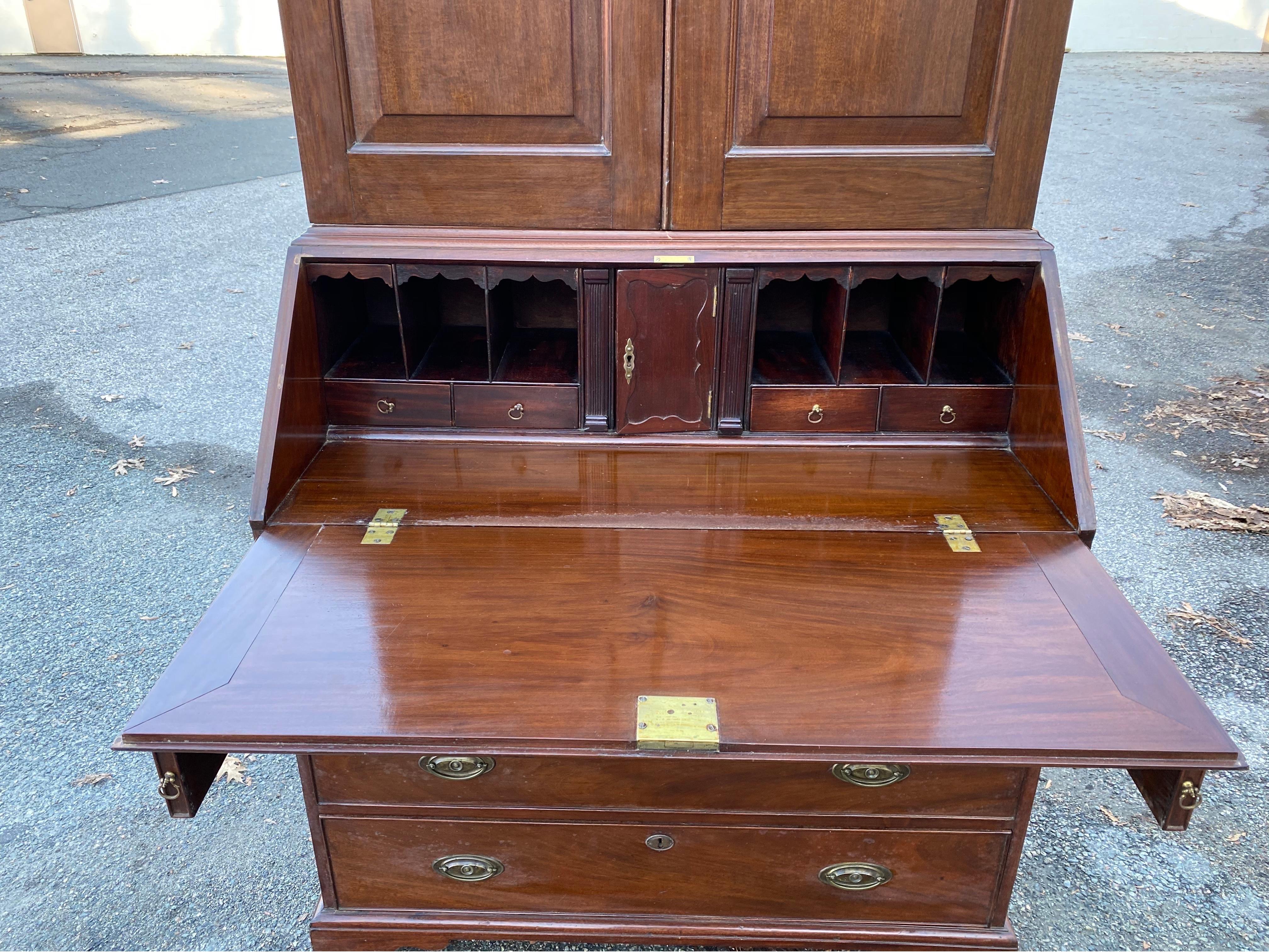 18th Century and Earlier 18th Century Georgian Walnut Secretary Bookcase For Sale