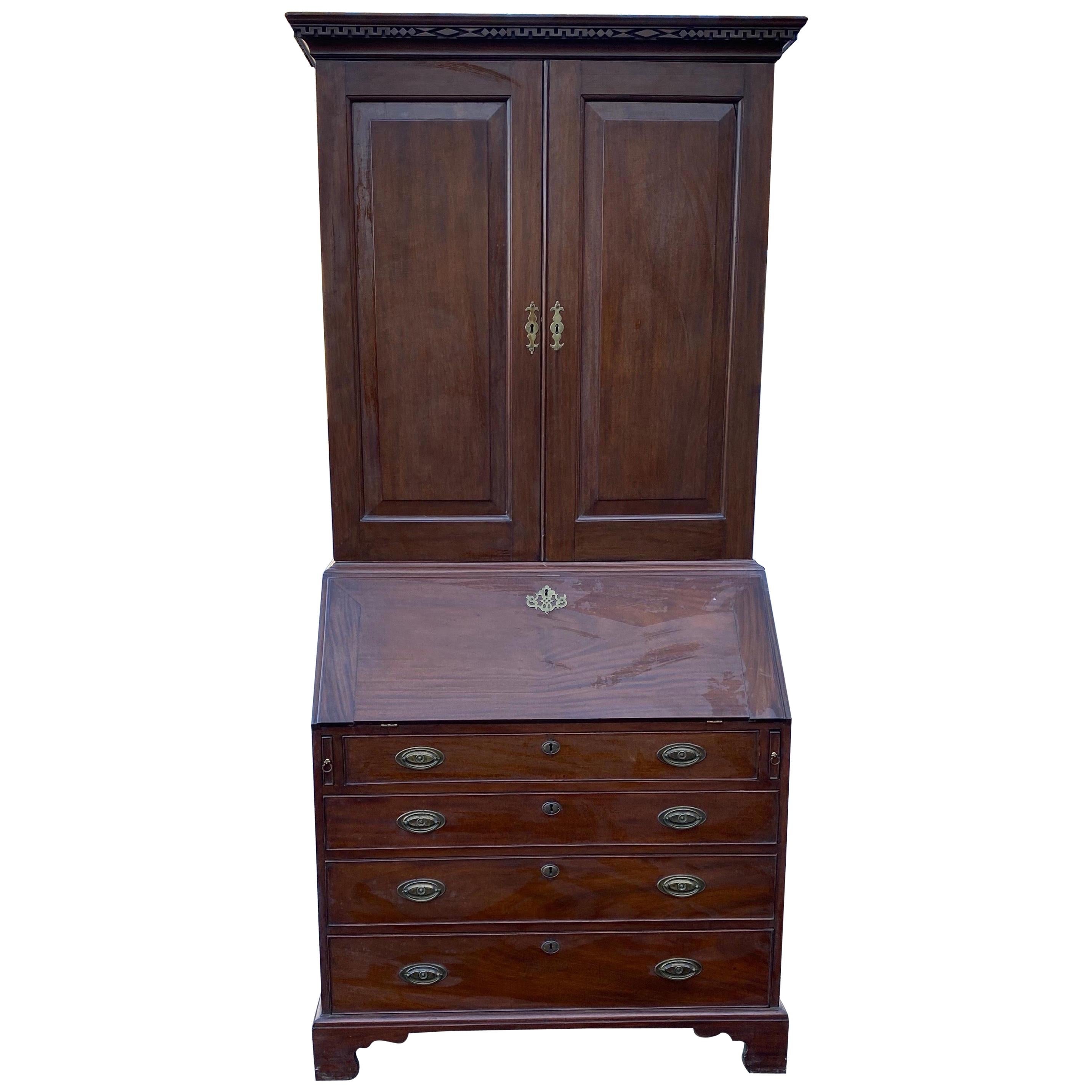 18th Century Georgian Walnut Secretary Bookcase For Sale